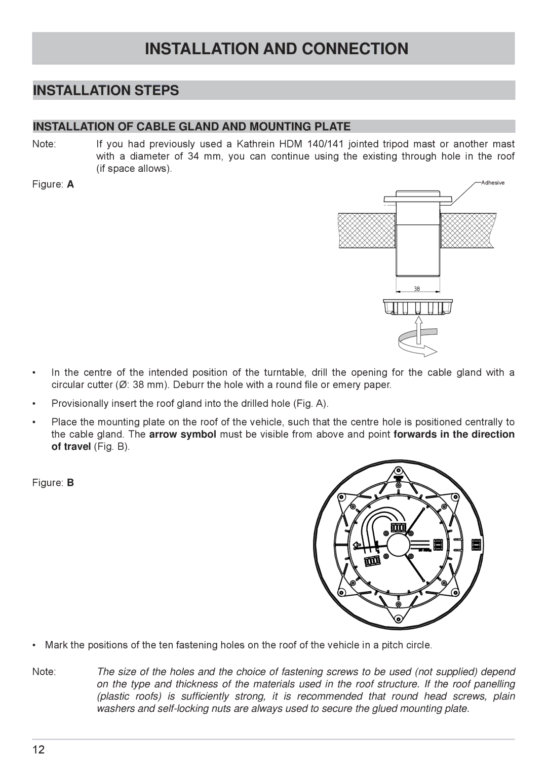 Kathrein cap910 manual Installation Steps, Installation of Cable Gland and Mounting Plate 