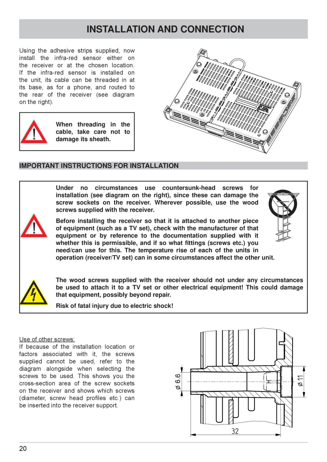 Kathrein cap910 manual Important Instructions for Installation 