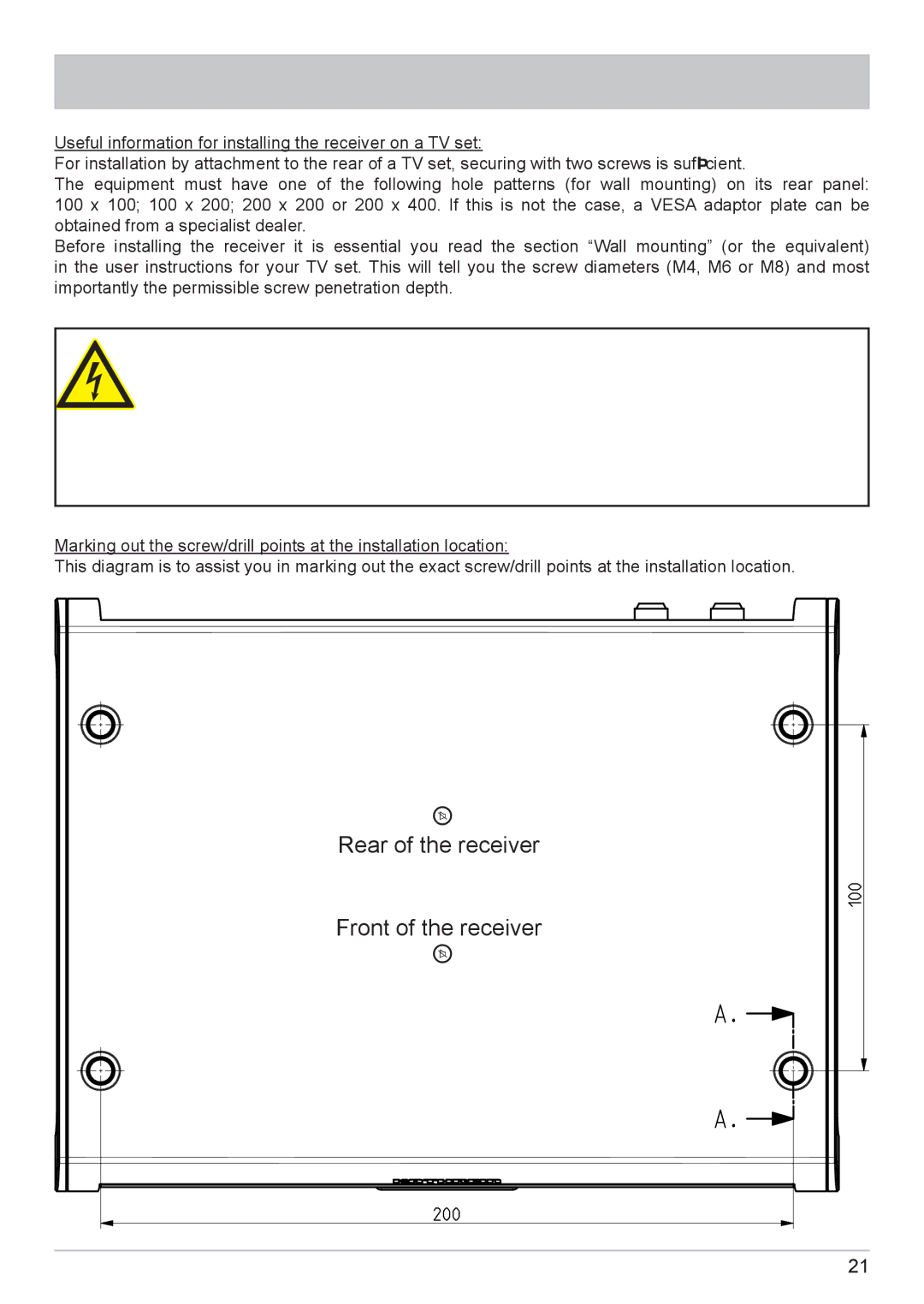 Kathrein cap910 manual Rear of the receiver Front of the receiver 