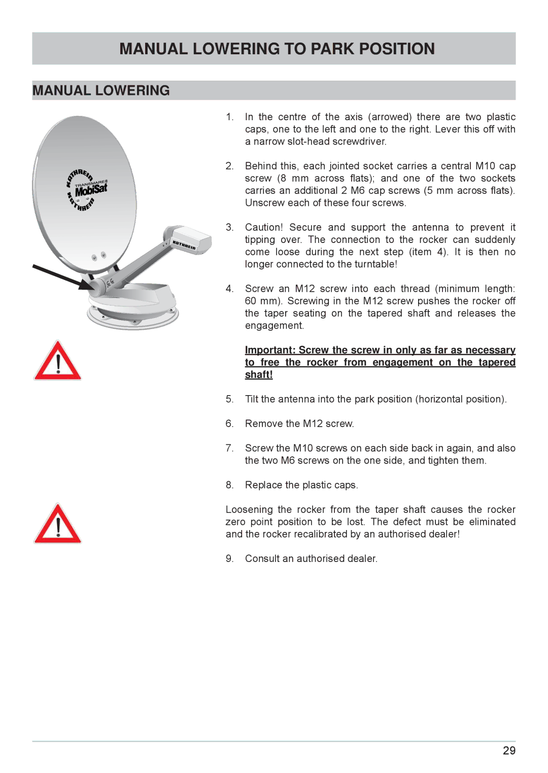 Kathrein cap910 manual Manual Lowering 