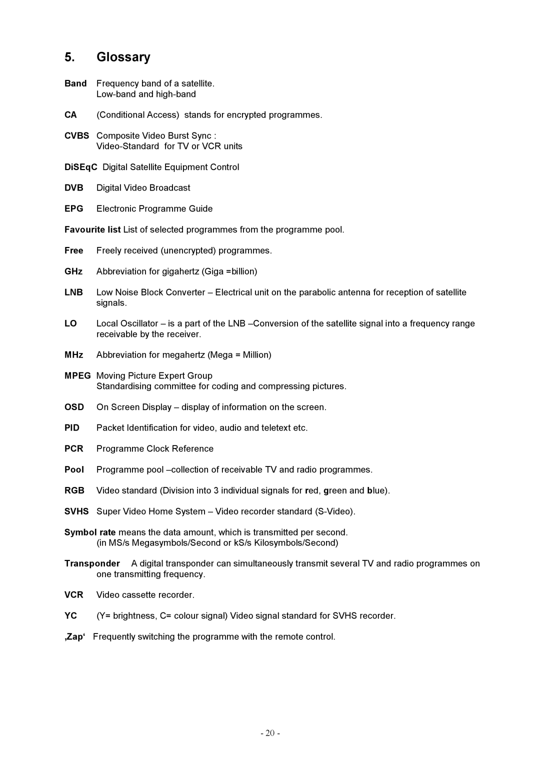 Kathrein CCR 512/S, CCR 502/S manual Glossary 