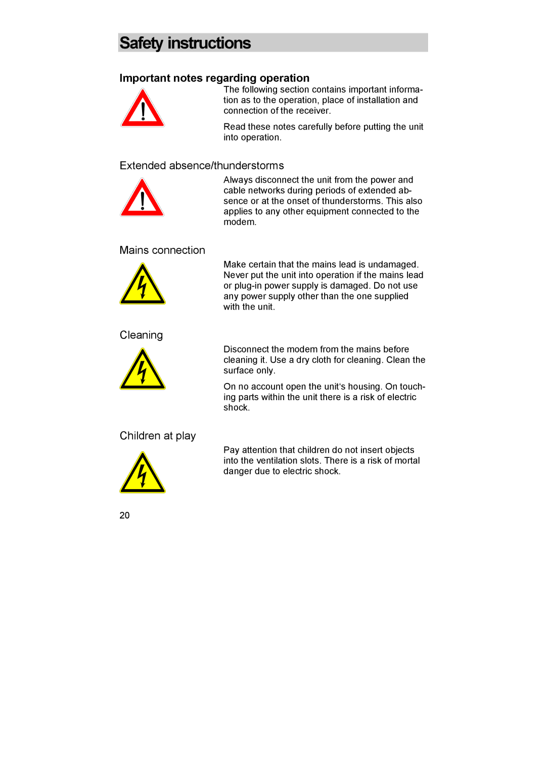 Kathrein DCM 42 I, DCM 32 manual Safety instructions, Important notes regarding operation 