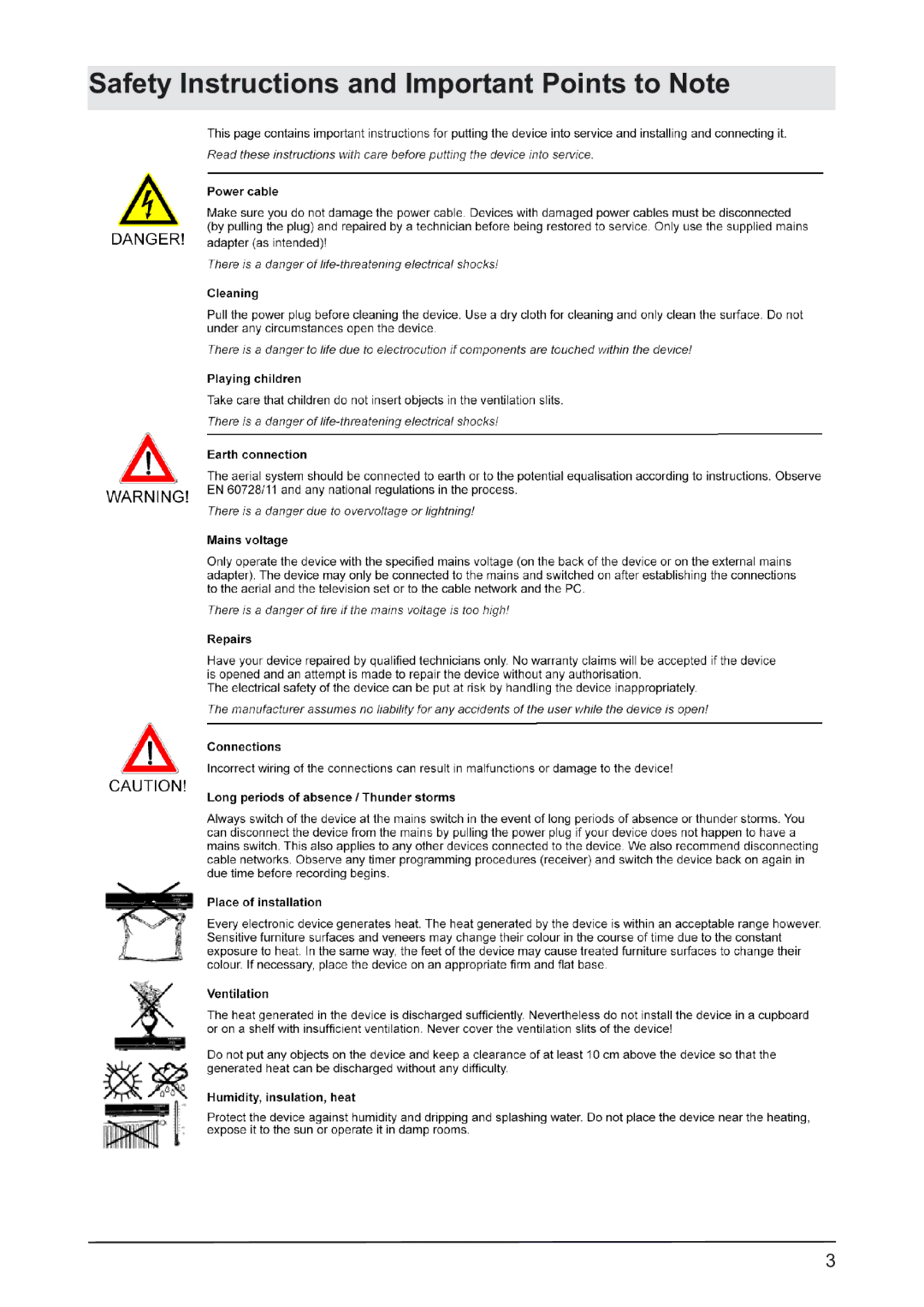 Kathrein DCV 10 E manual 6DIHW\,QVWUXFWLRQVDQG,PSRUWDQW3RLQWVWR1RWH 