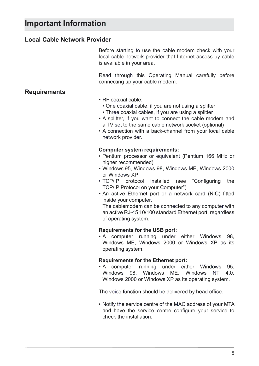 Kathrein DCV 10 E manual Psruwdqw,Qirupdwlrq, RFDO&DEOH1HWZRUN3URYLGHU, 5HTXLUHPHQWV 