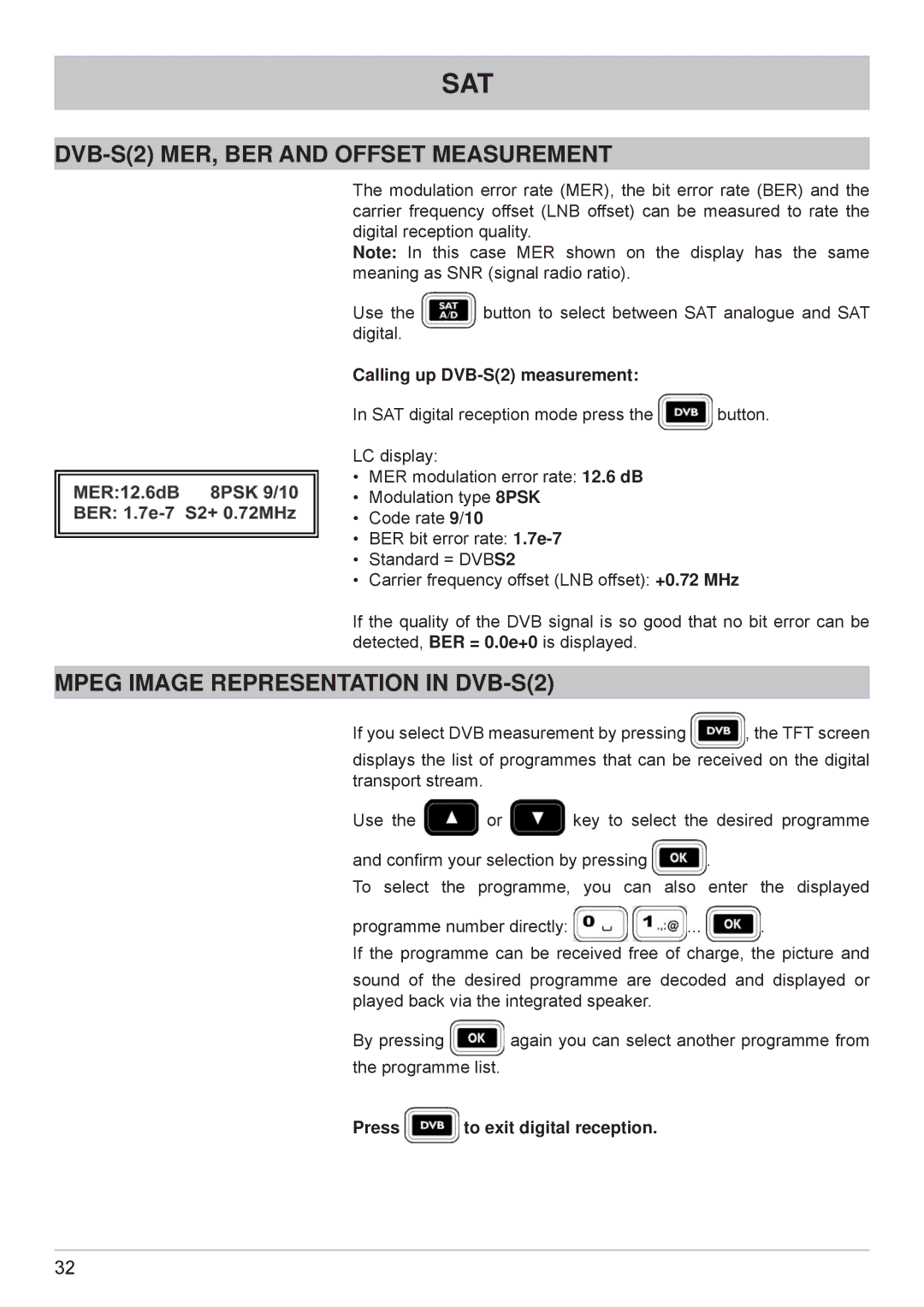 Kathrein MSK 125 manual DVB-S2 MER, BER and Offset Measurement, Mpeg Image Representation in DVB-S2 