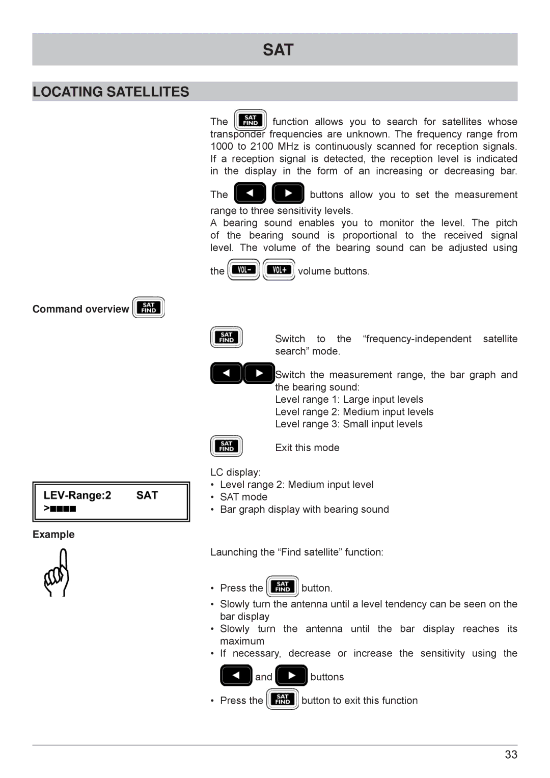 Kathrein MSK 125 manual Locating Satellites, Command overview 