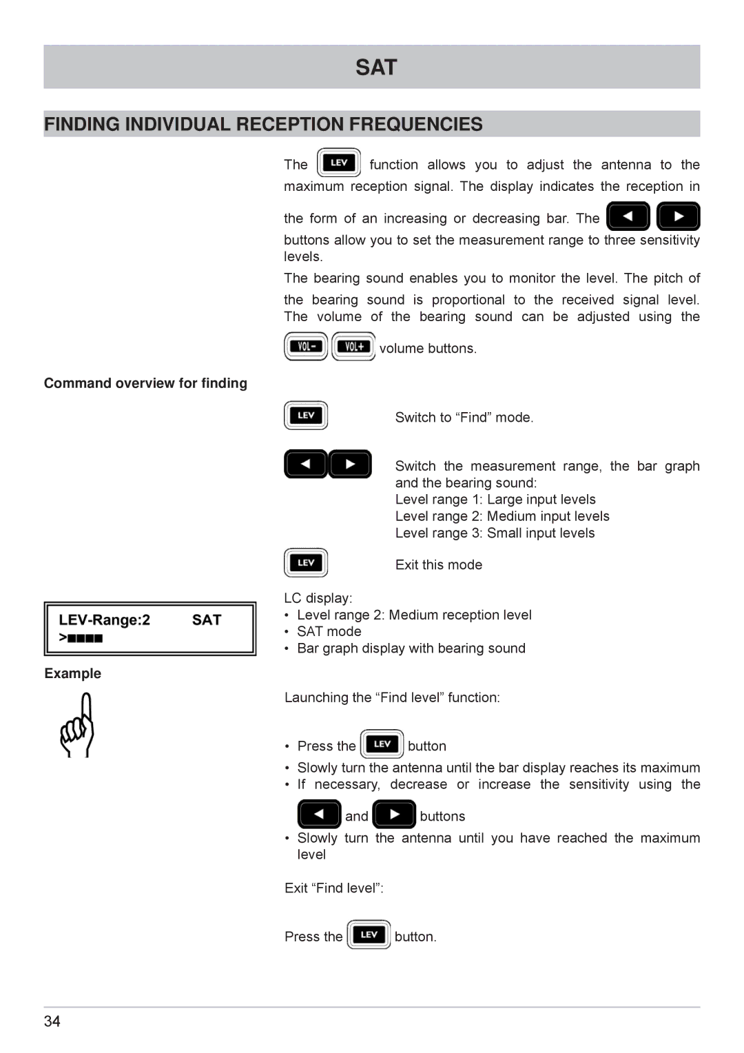 Kathrein MSK 125 manual Finding Individual Reception Frequencies, Command overview for ﬁnding 