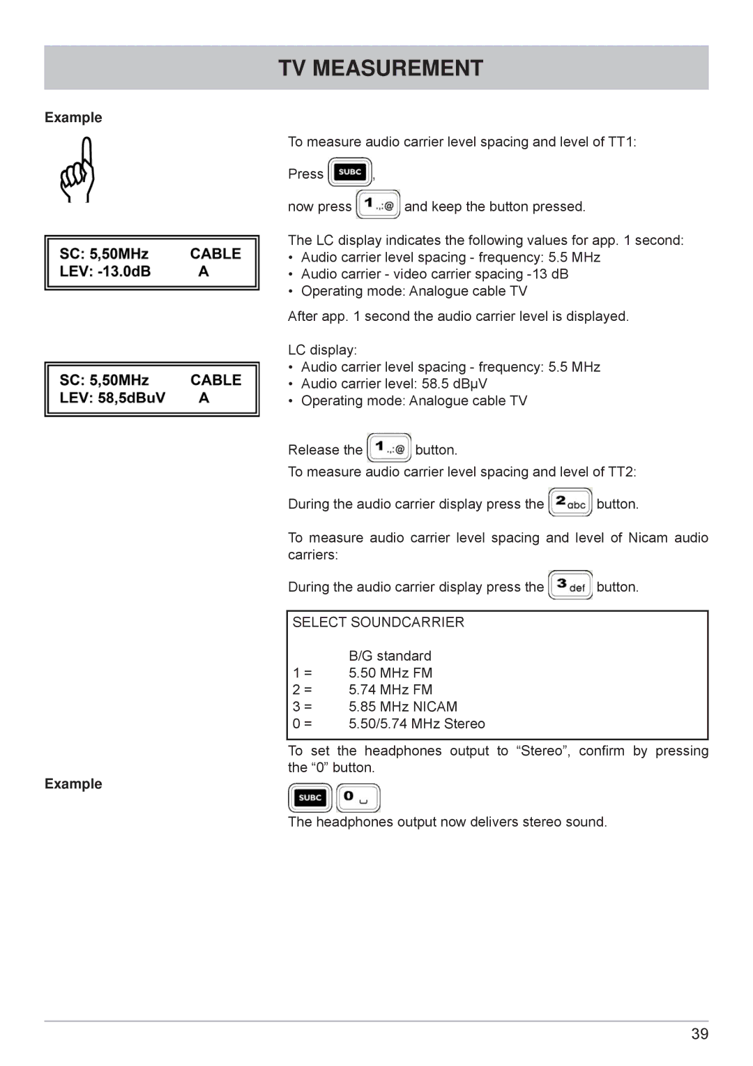 Kathrein MSK 125 manual Select Soundcarrier 