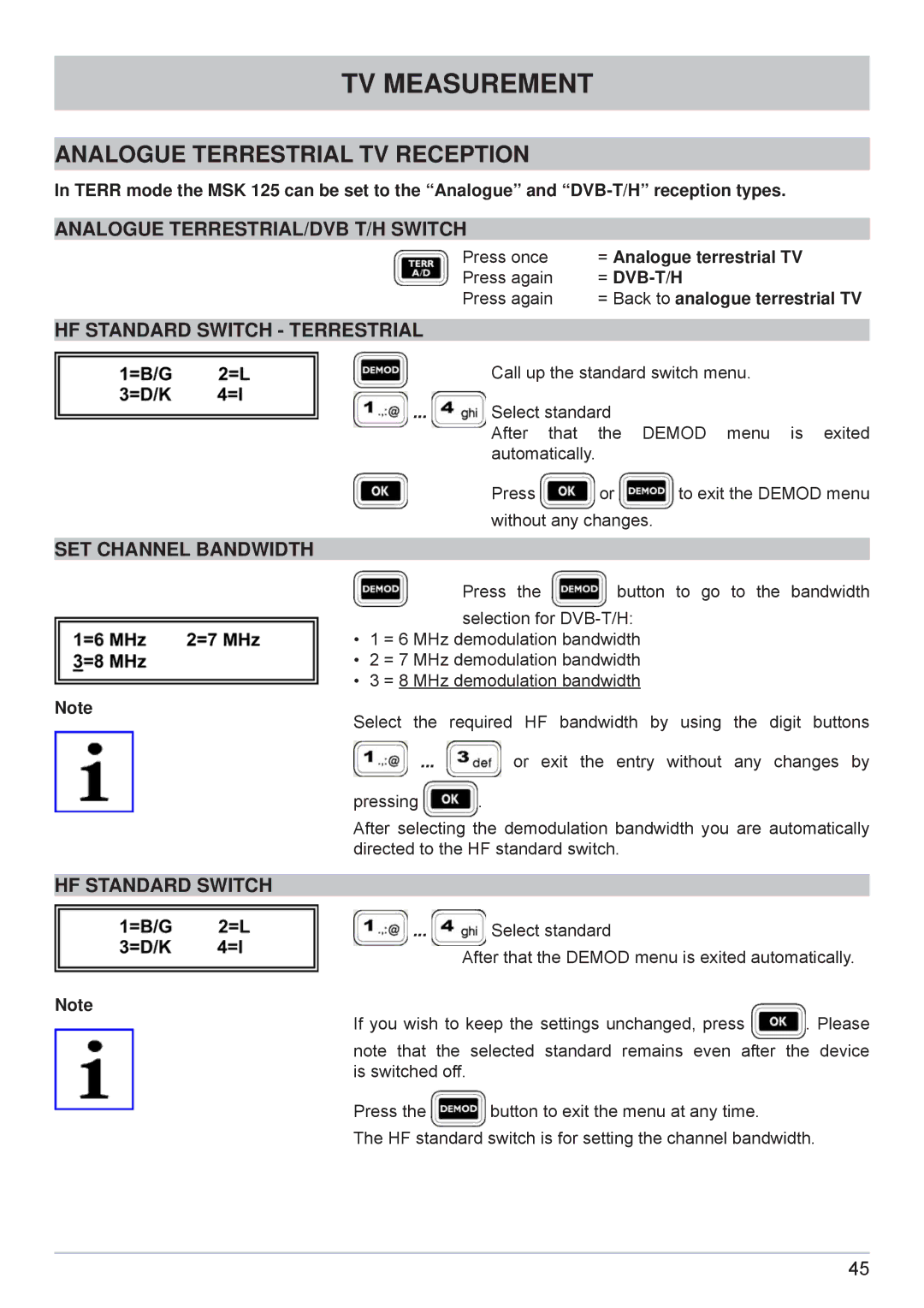 Kathrein MSK 125 Analogue Terrestrial TV Reception, Analogue TERRESTRIAL/DVB T/H Switch, HF Standard Switch Terrestrial 