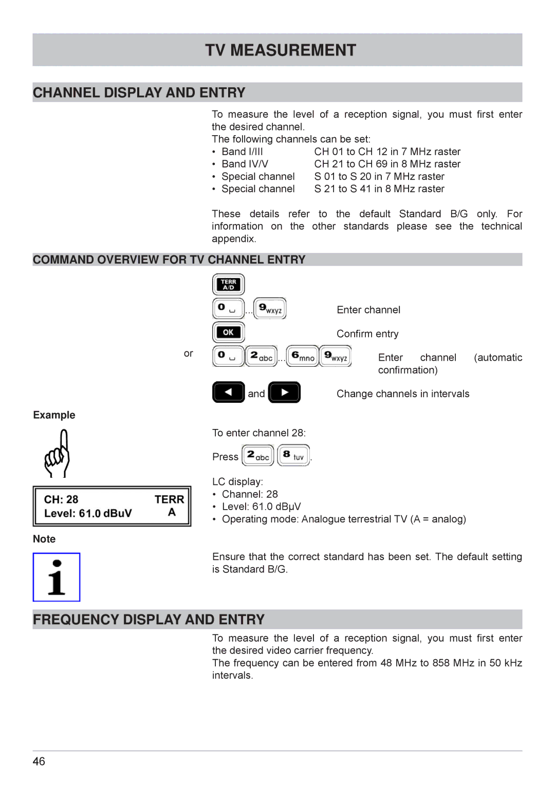 Kathrein MSK 125 manual Channel Display and Entry 