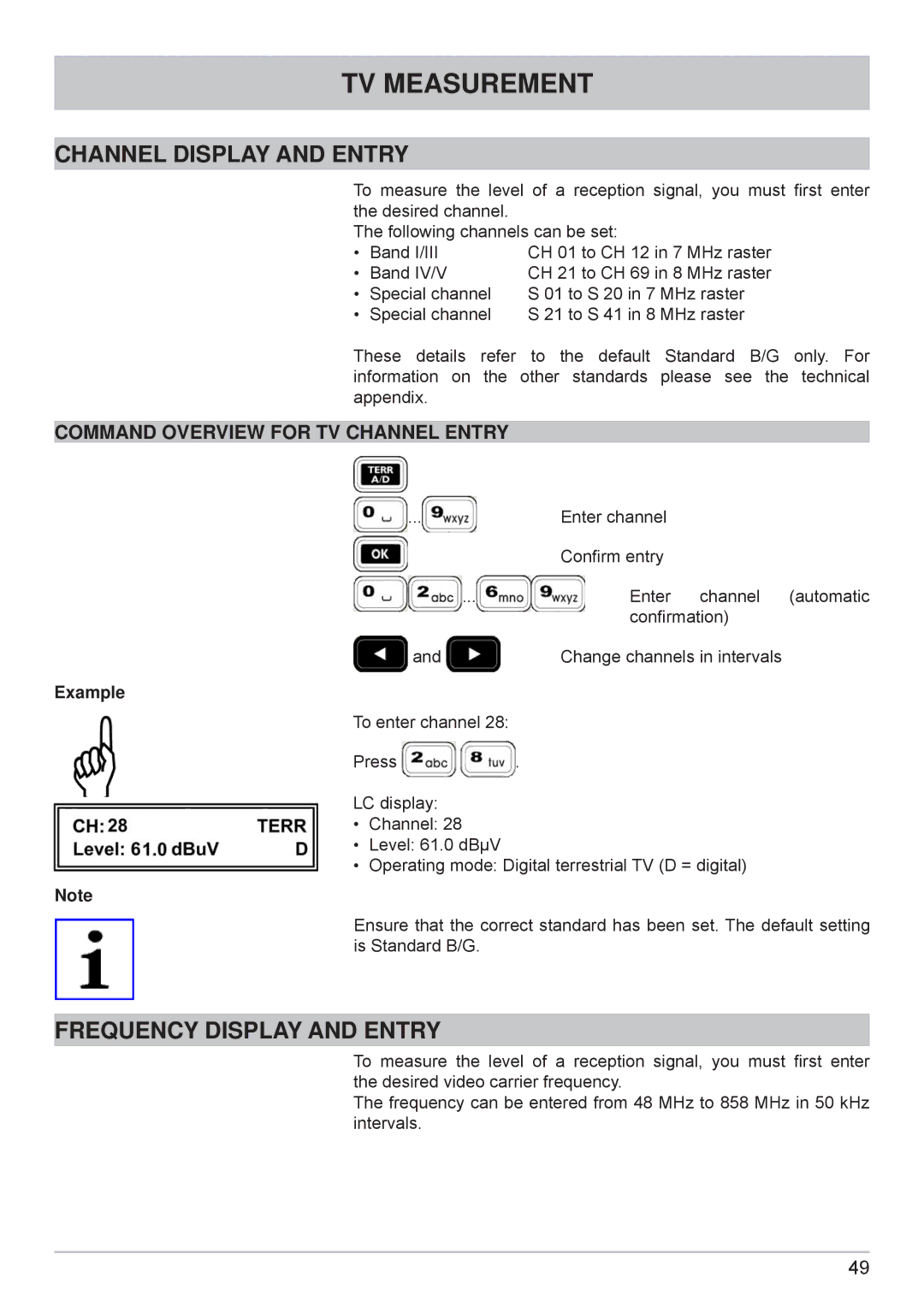 Kathrein MSK 125 manual Channel Display and Entry 