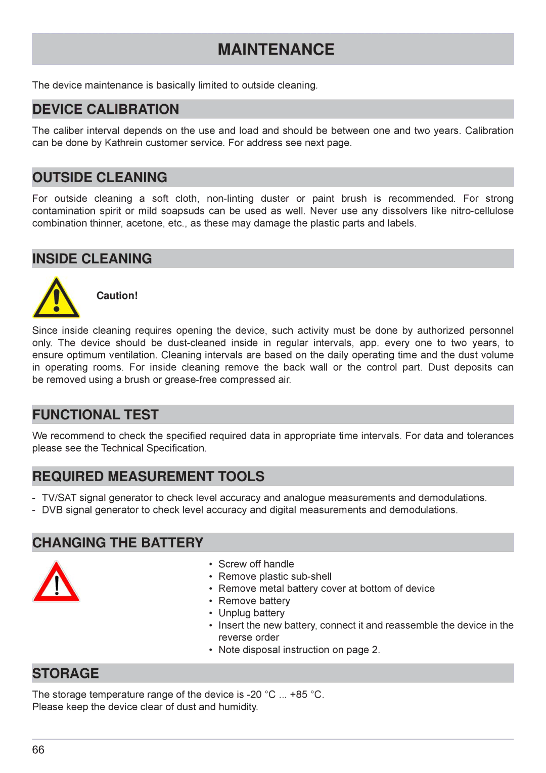 Kathrein MSK 125 manual Maintenance 