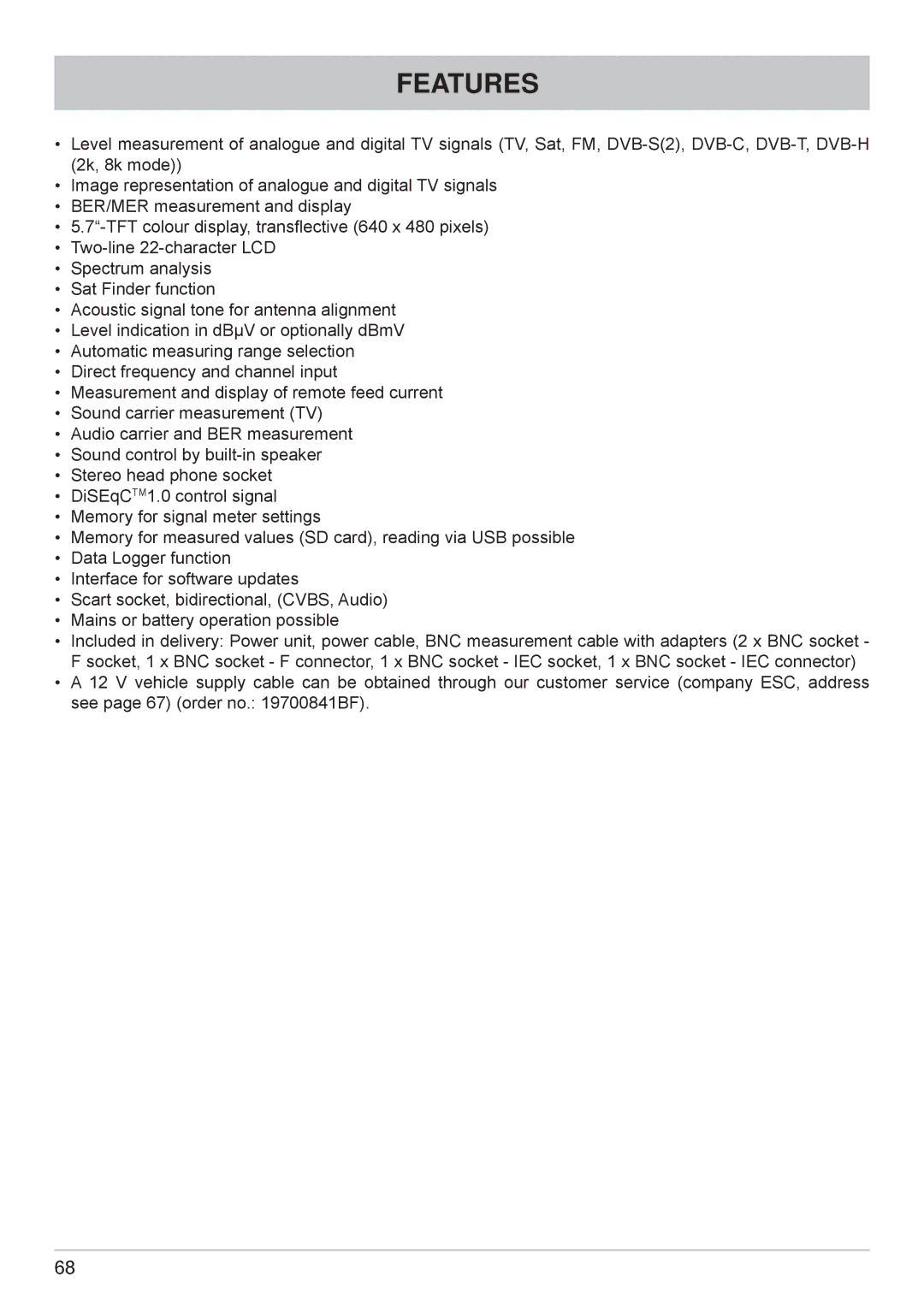 Kathrein MSK 125 manual Features 