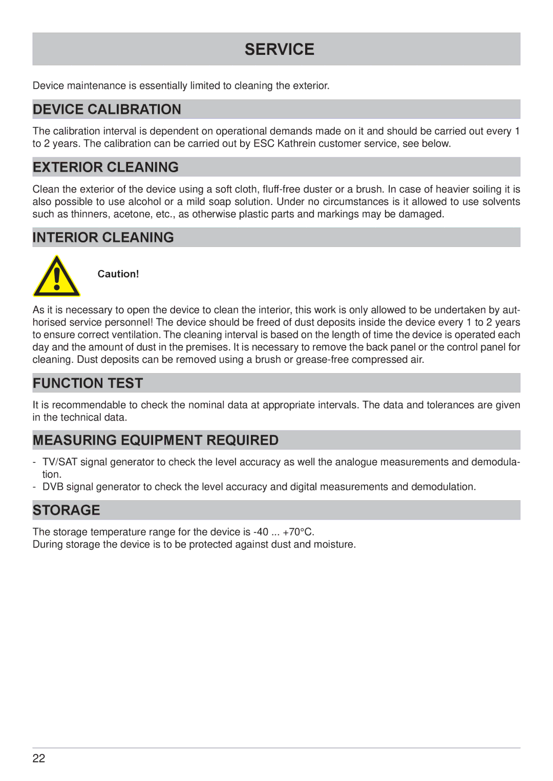 Kathrein MSK 200/S2 user manual Service 