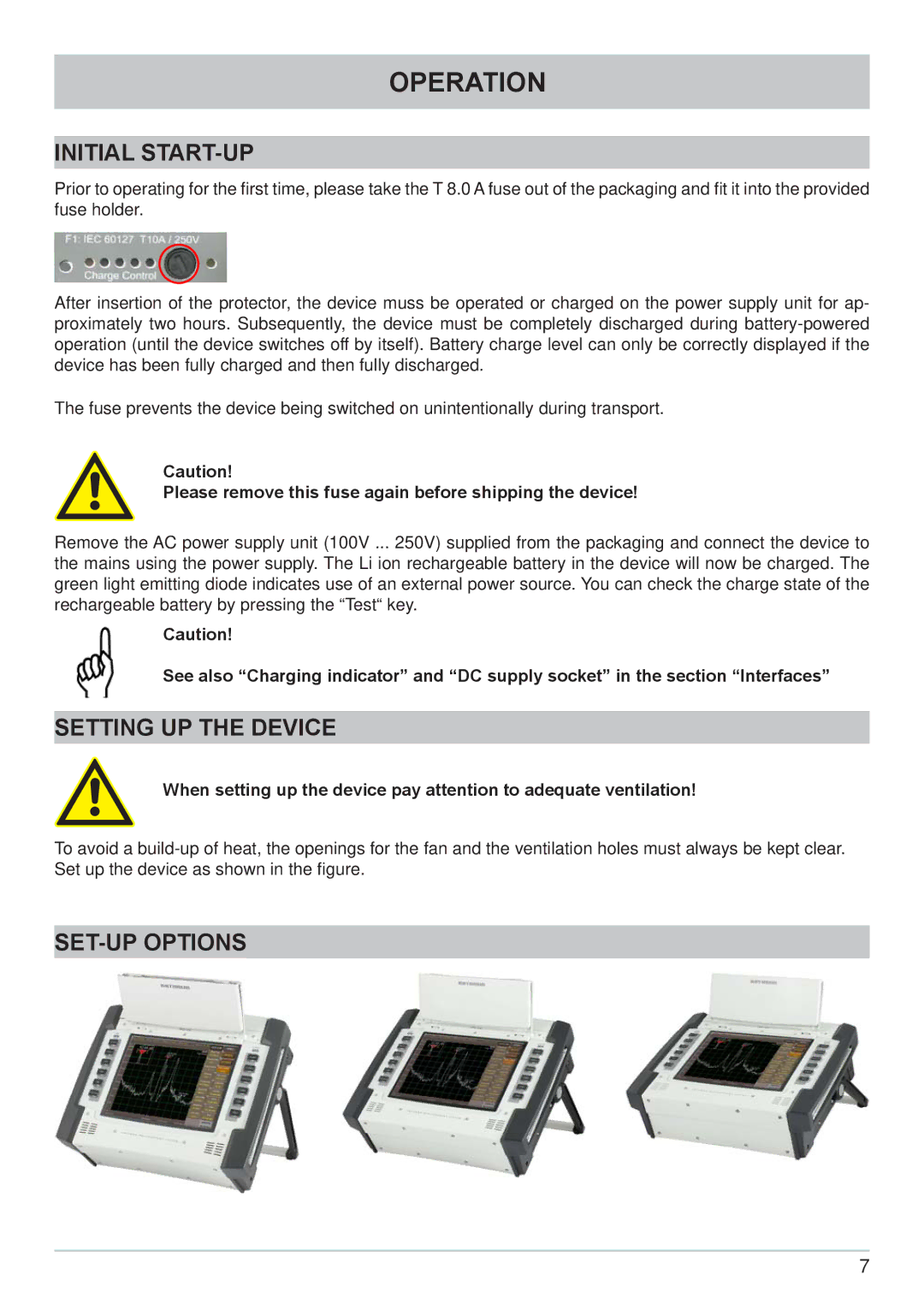 Kathrein MSK 200/S2 user manual Operation, Initial START-UP, Setting UP the Device, SET-UP Options 