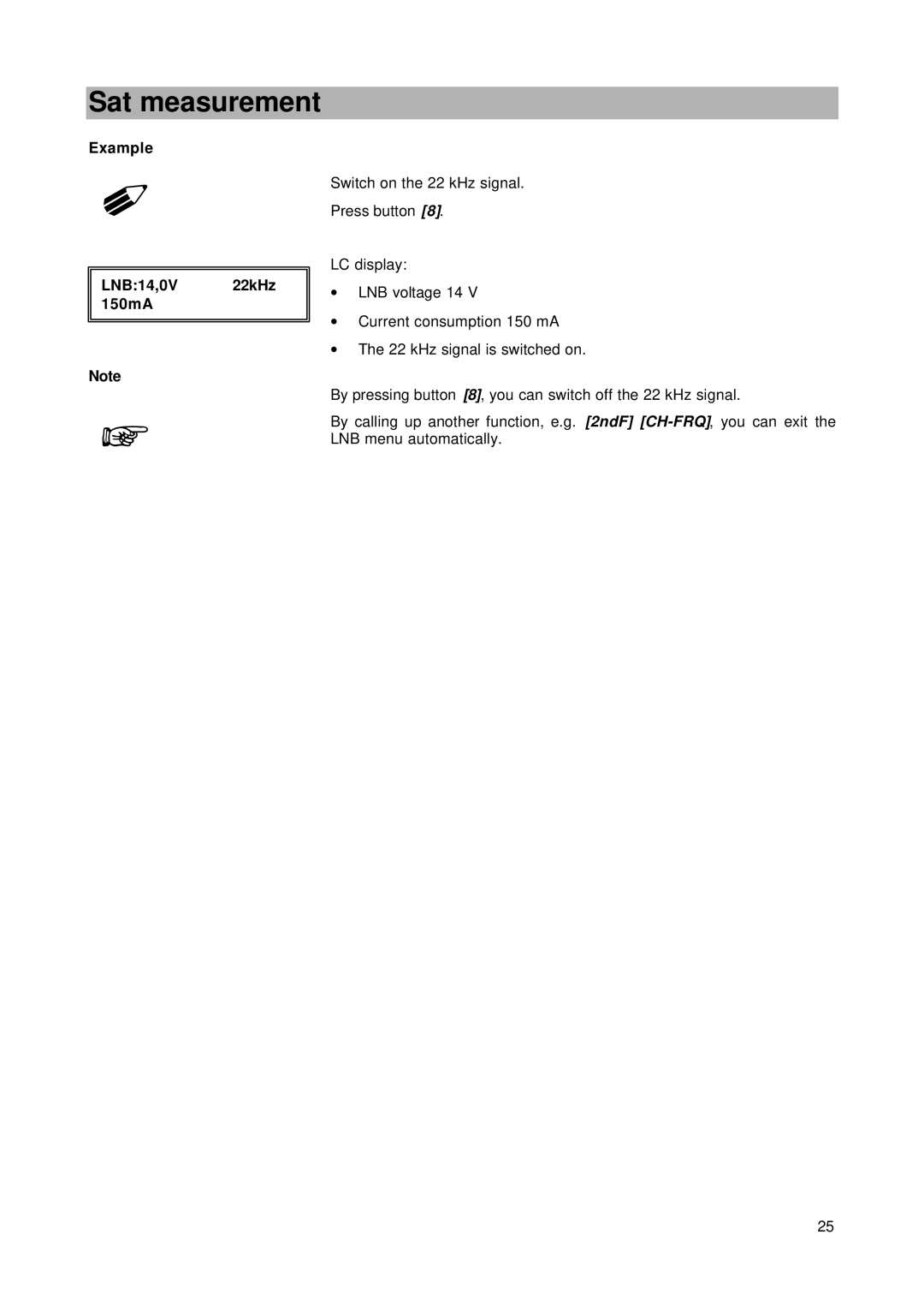 Kathrein MSK 24 manual Example LNB14,0V 22kHz 150mA 