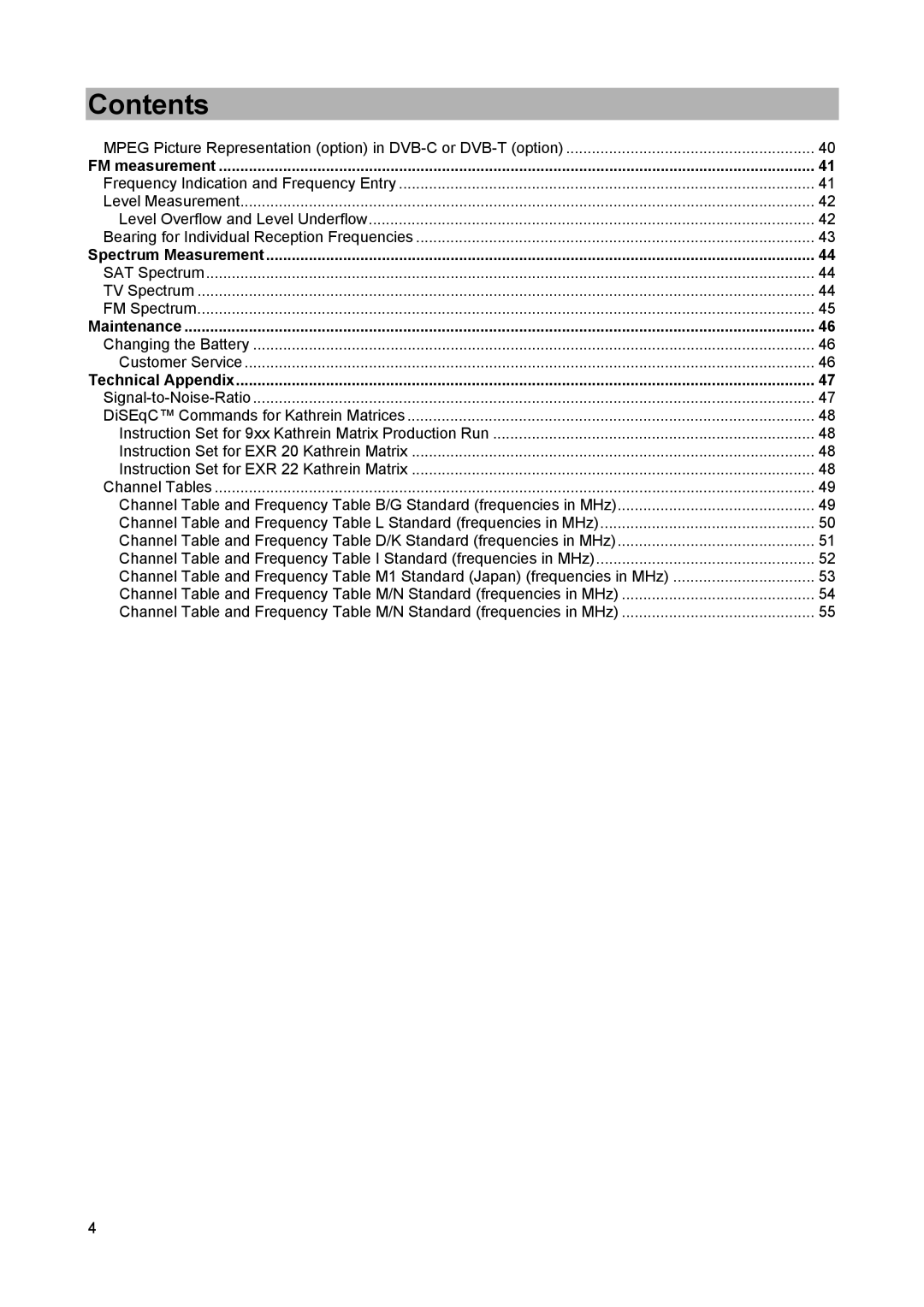 Kathrein MSK 25 manual Mpeg Picture Representation option in DVB-C or DVB-T option 