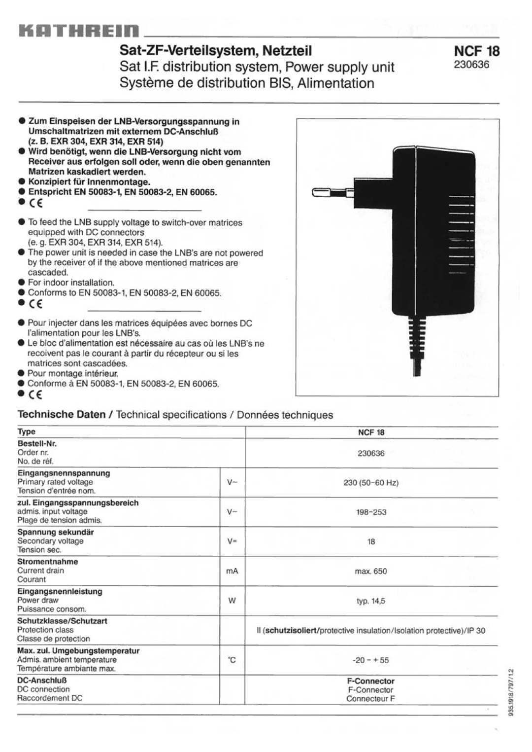 Kathrein NCF 18 manual 