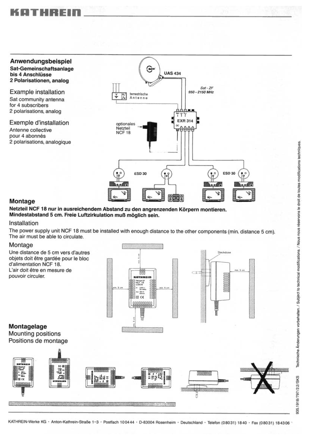 Kathrein NCF 18 manual 