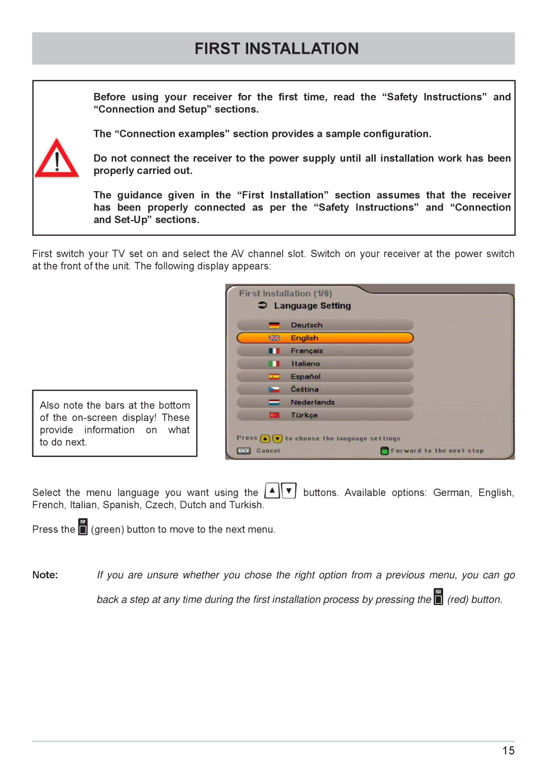 Kathrein UFC 662sw manual First Installation 