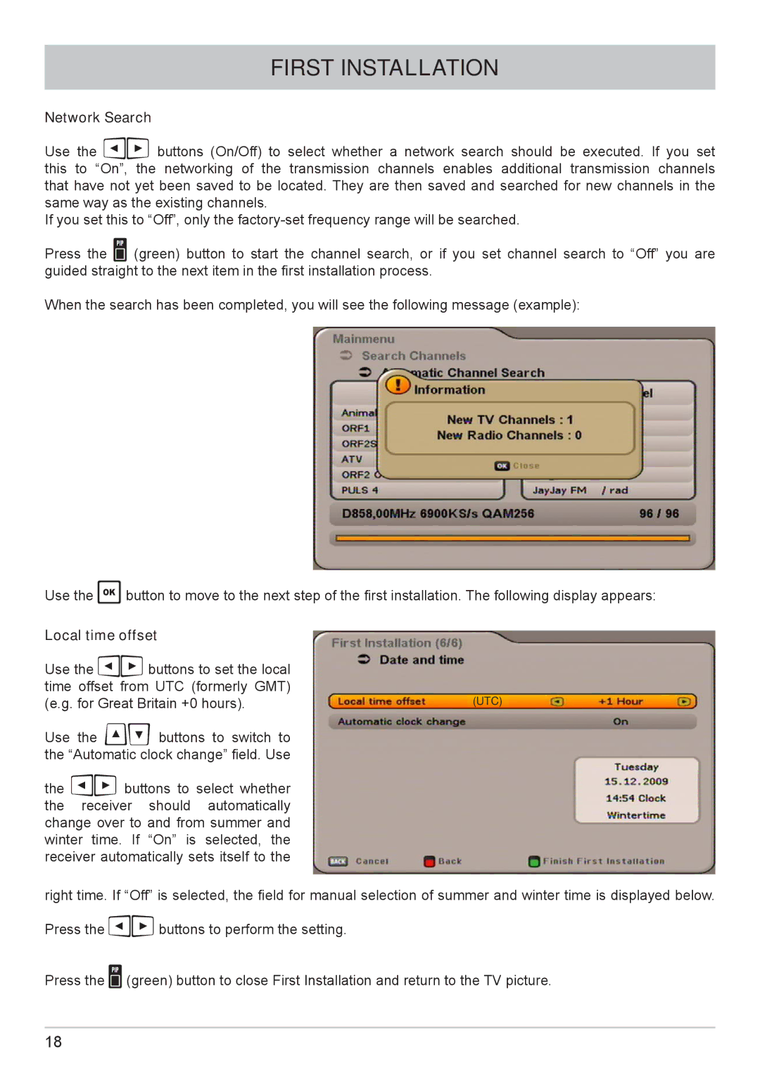 Kathrein UFC 662sw manual Network Search, Local time offset 