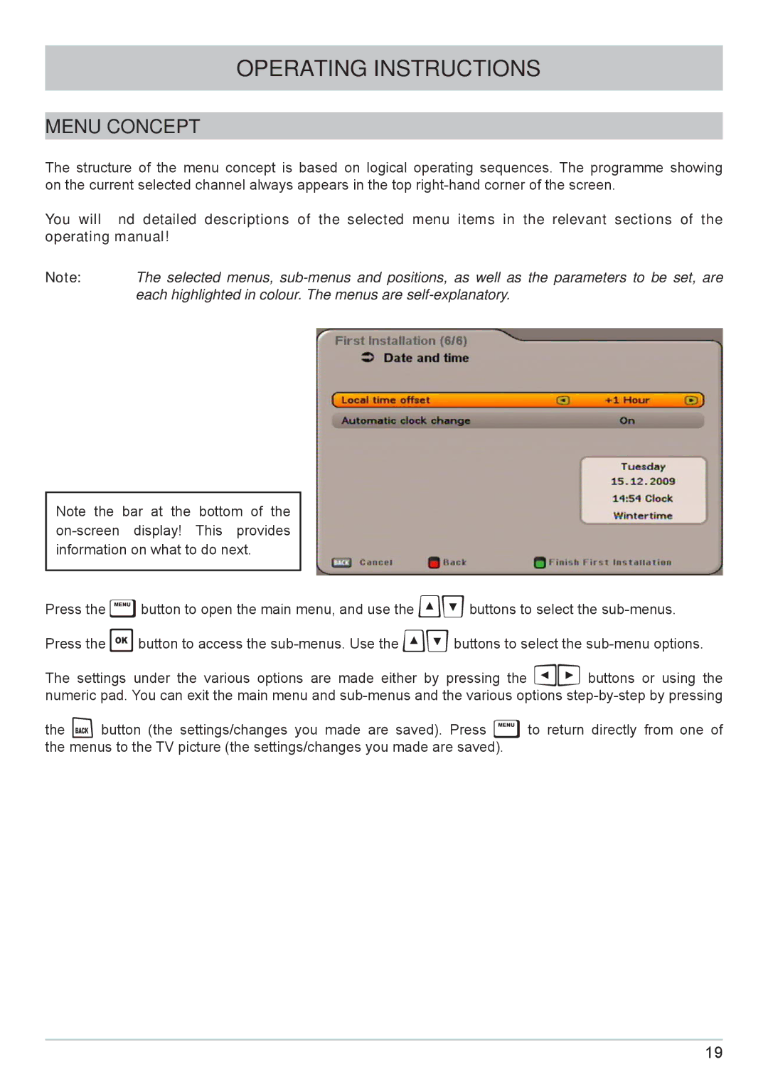 Kathrein UFC 662sw manual Operating Instructions, Menu Concept 