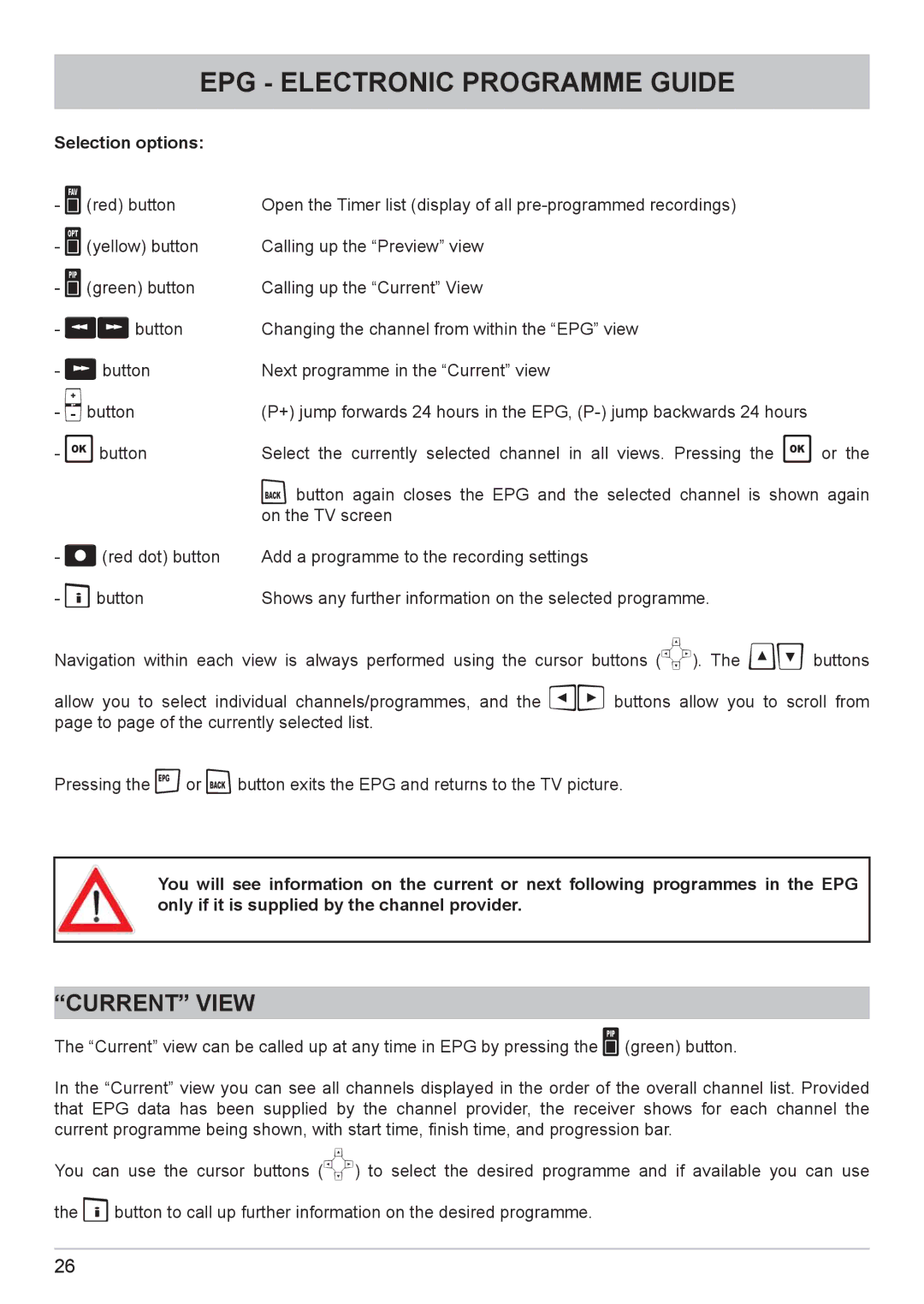 Kathrein UFC 662sw manual Current View, Selection options 