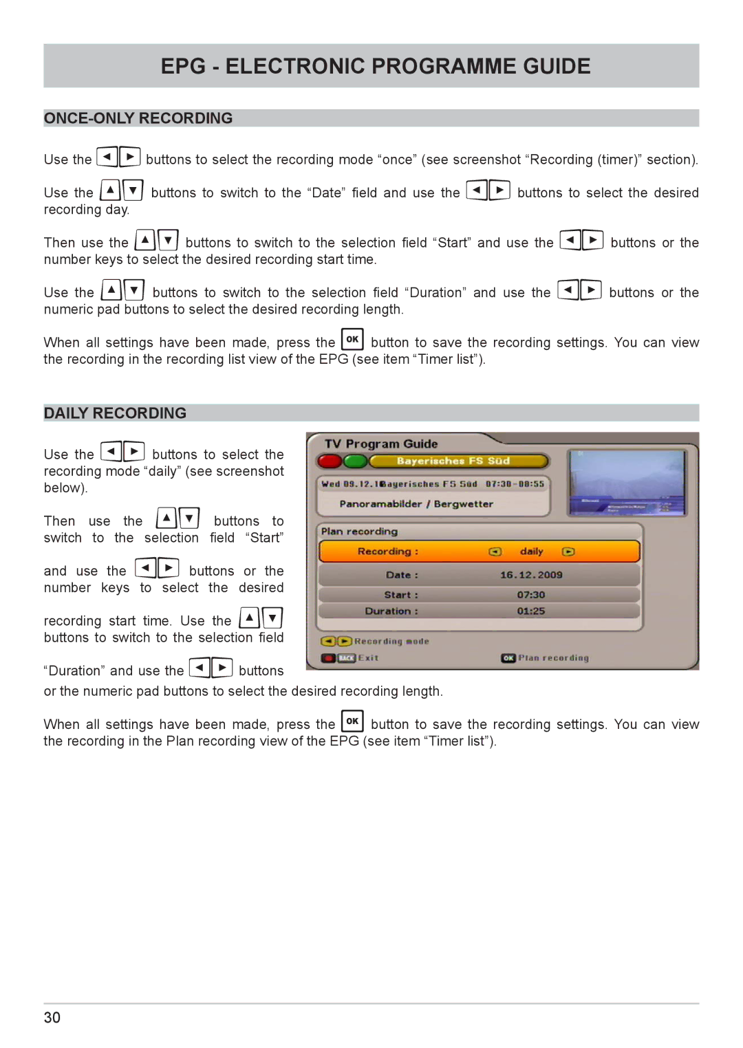 Kathrein UFC 662sw manual ONCE-ONLY Recording, Daily Recording 