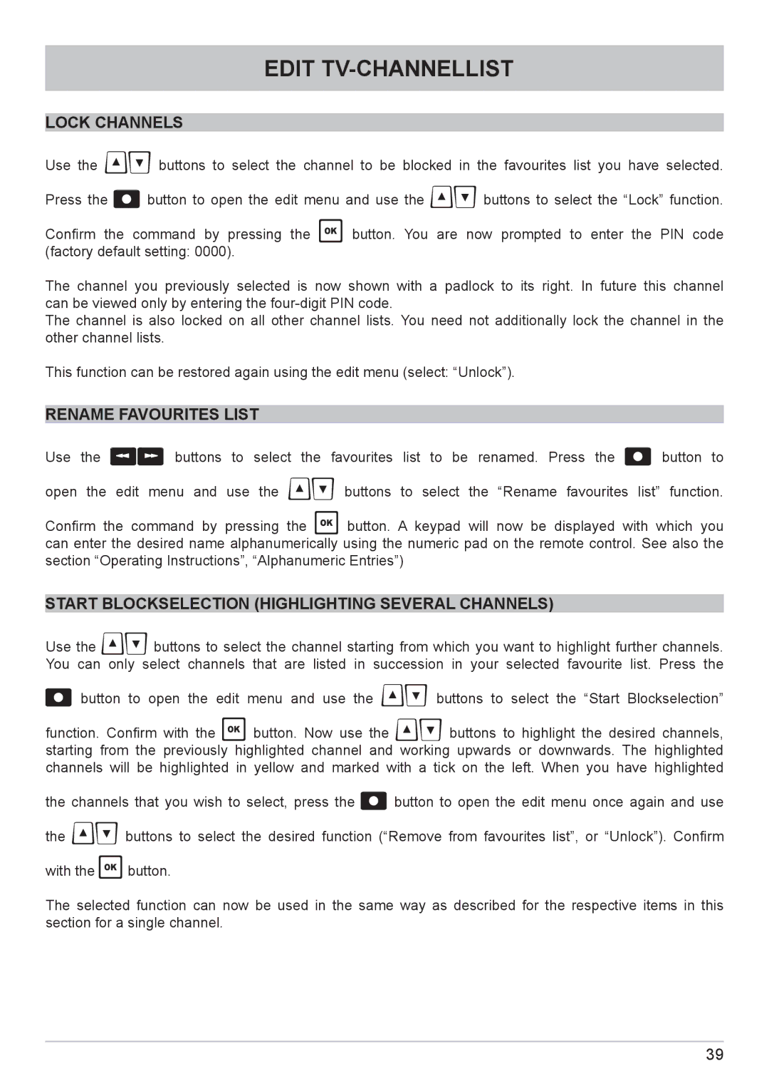 Kathrein UFC 662sw manual Rename Favourites List 