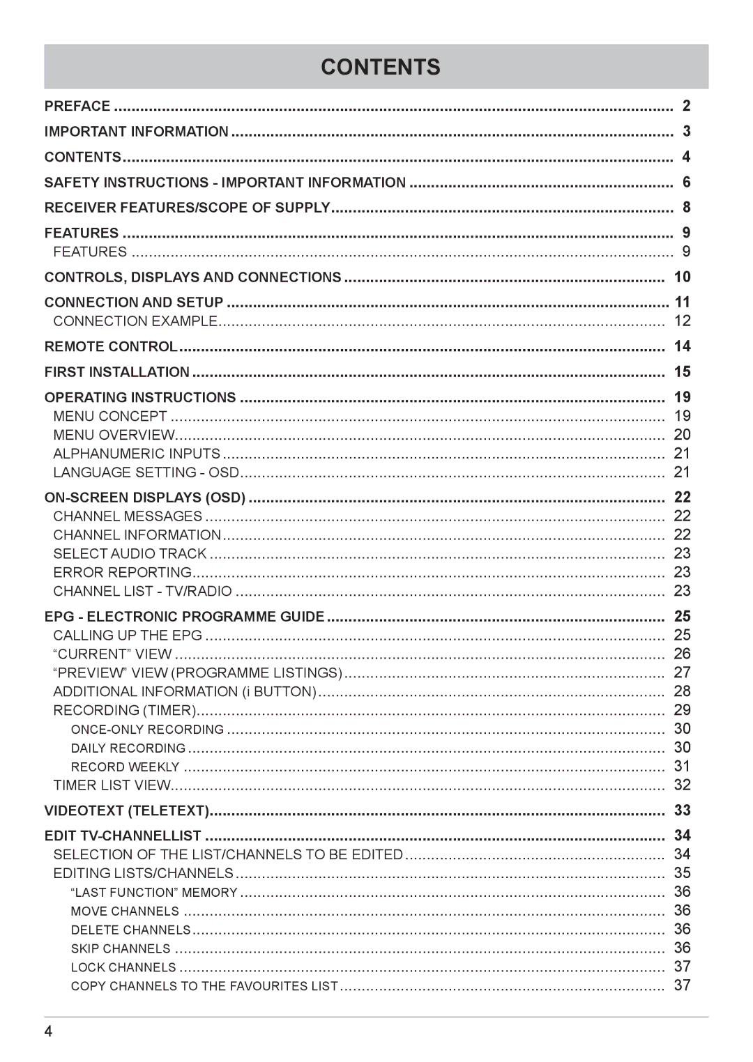 Kathrein UFC 662sw manual Contents 