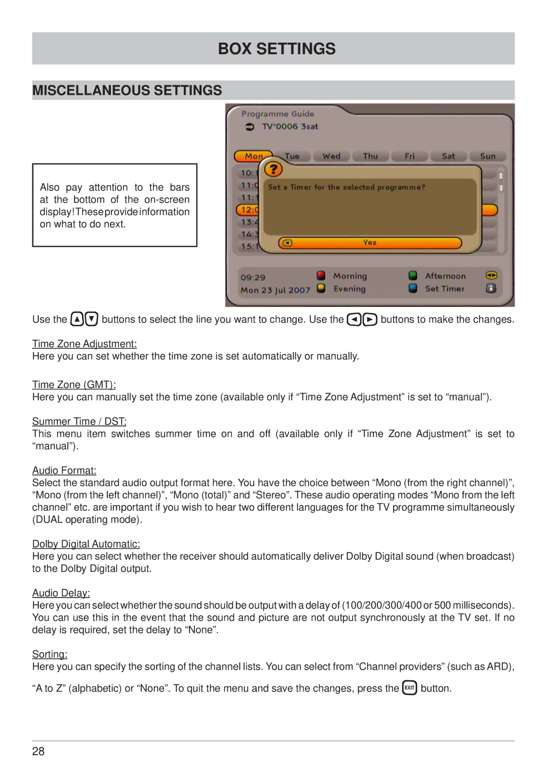 Kathrein UFC 762si, UFC 762sw manual Miscellaneous Settings 