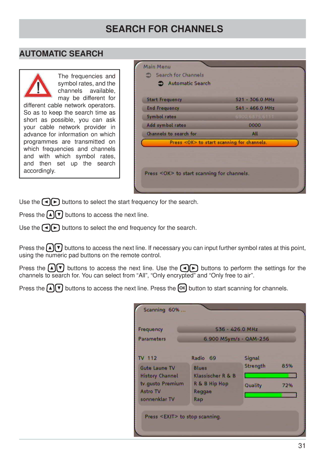 Kathrein UFC 762sw, UFC 762si manual Automatic Search 