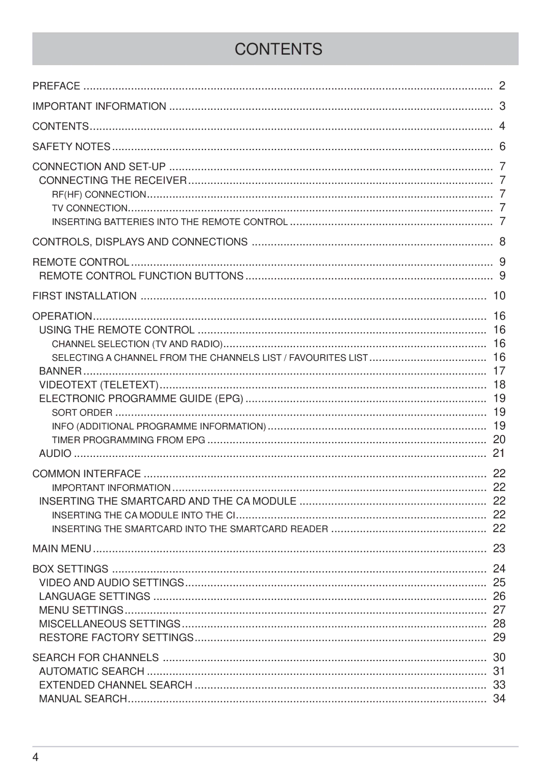 Kathrein UFC 762si, UFC 762sw manual Contents 