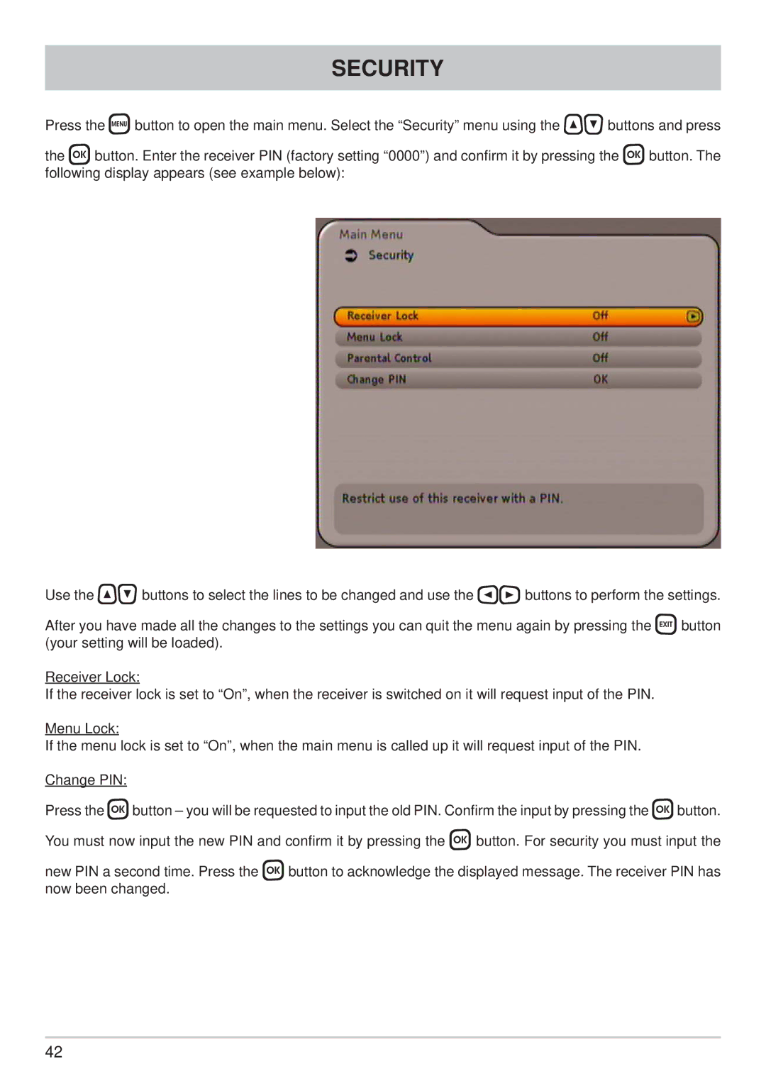 Kathrein UFC 762si, UFC 762sw manual Security 