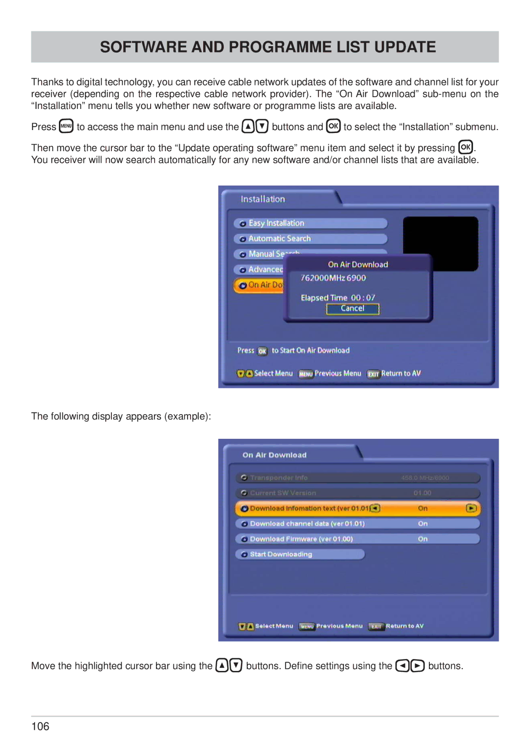 Kathrein UFC 861si manual Software and Programme List Update 