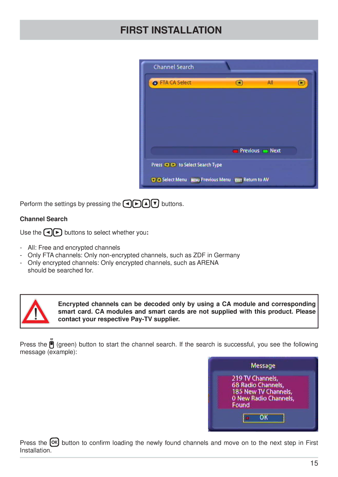 Kathrein UFC 861si manual Channel Search 