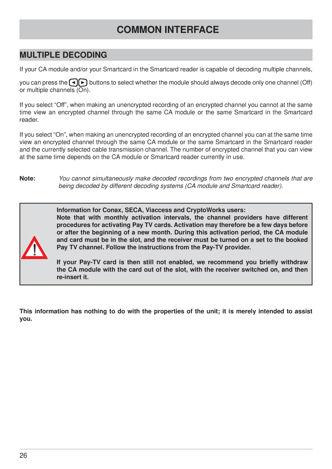 Kathrein UFC 861si manual Multiple Decoding 