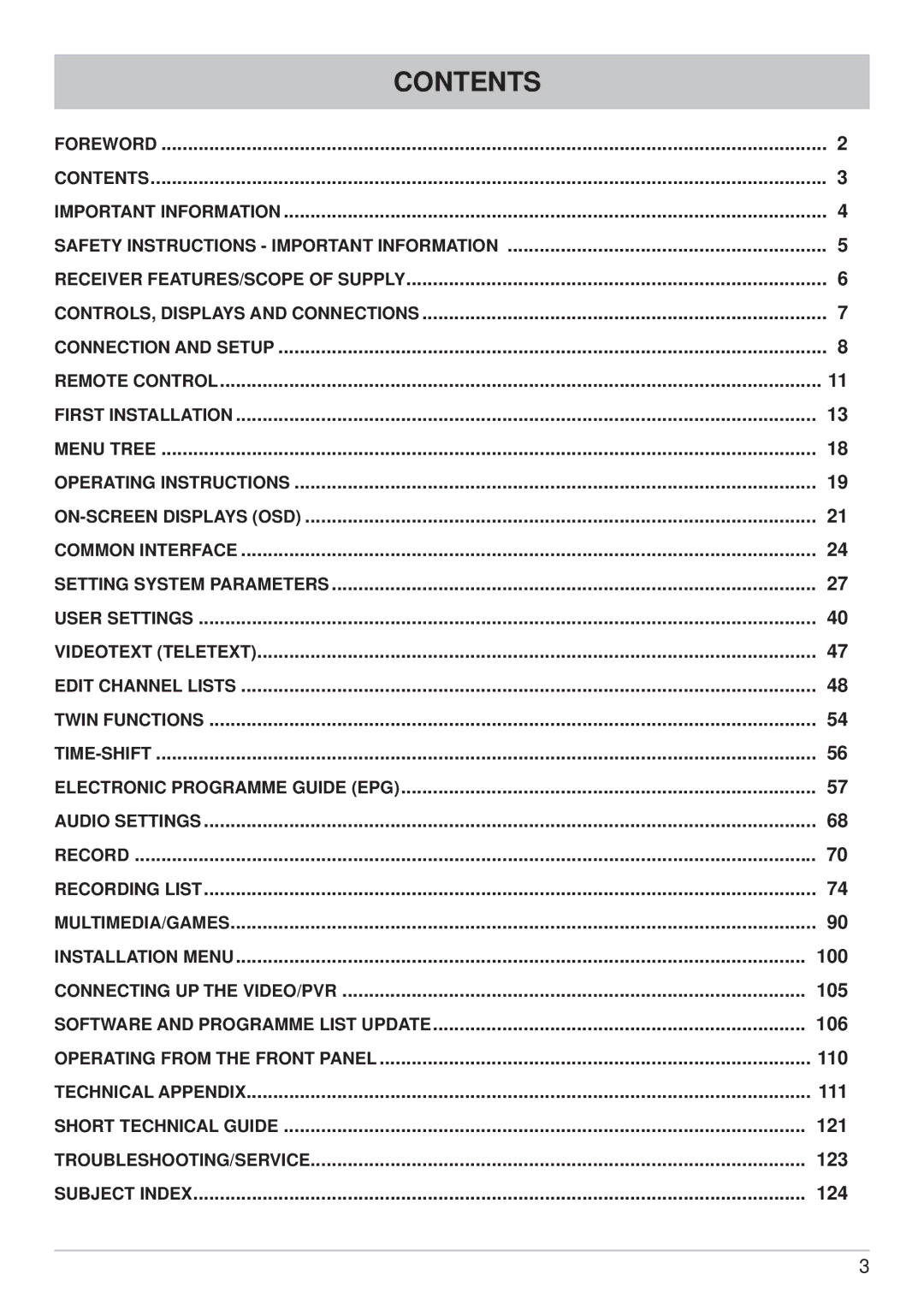 Kathrein UFC 861si manual Contents 