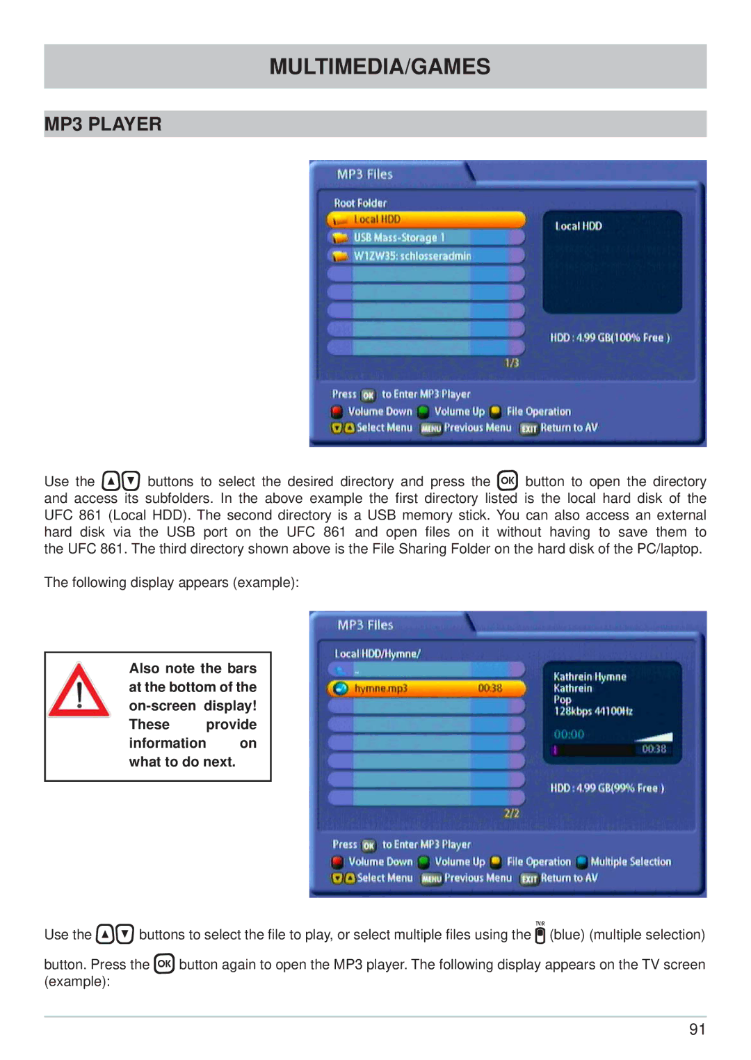 Kathrein UFC 861si manual MP3 Player 