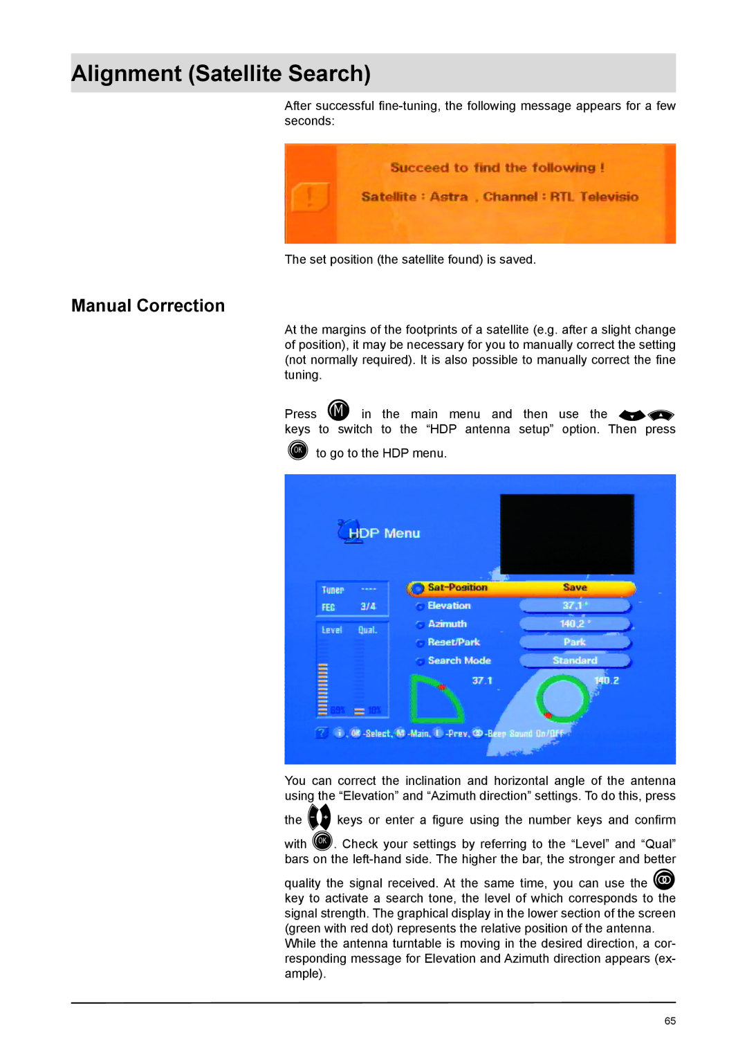 Kathrein UFD 170 manual Manual Correction 