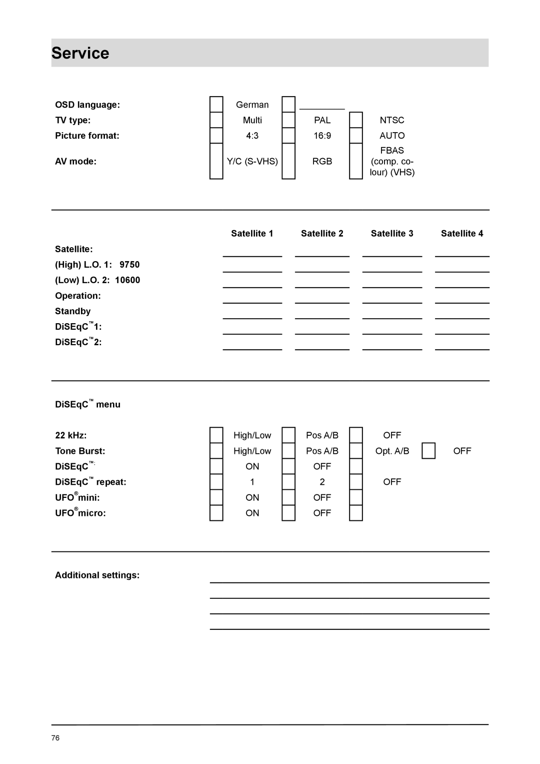 Kathrein UFD 170 manual Service 