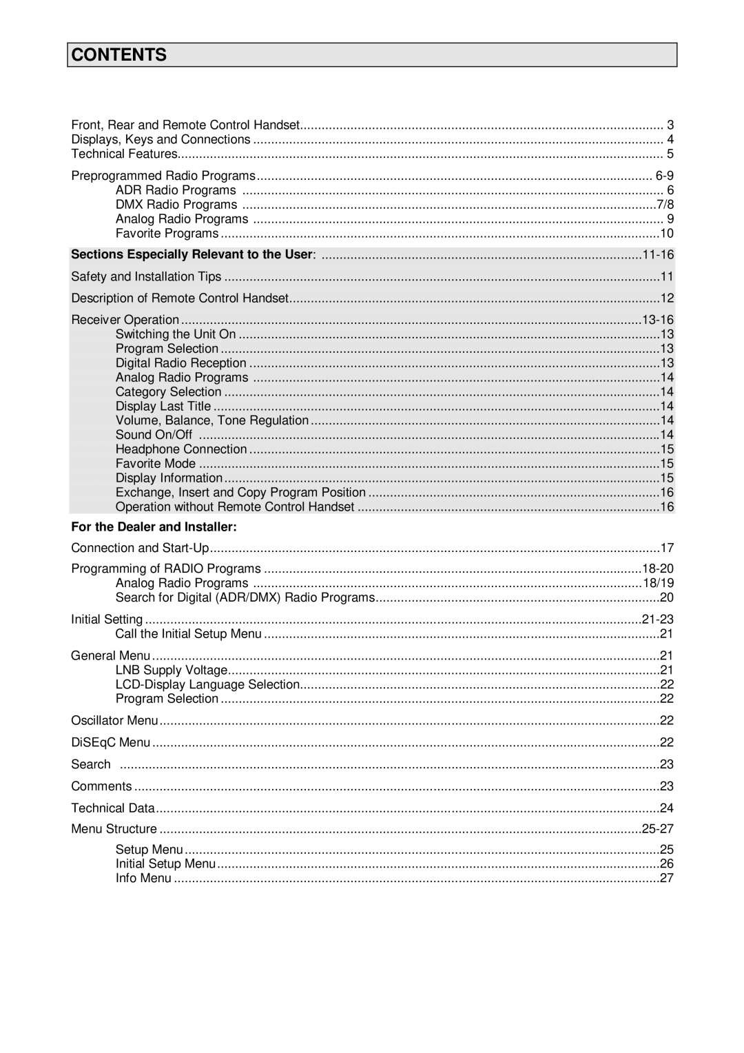 Kathrein UFD 231, 260376 operating instructions Contents 