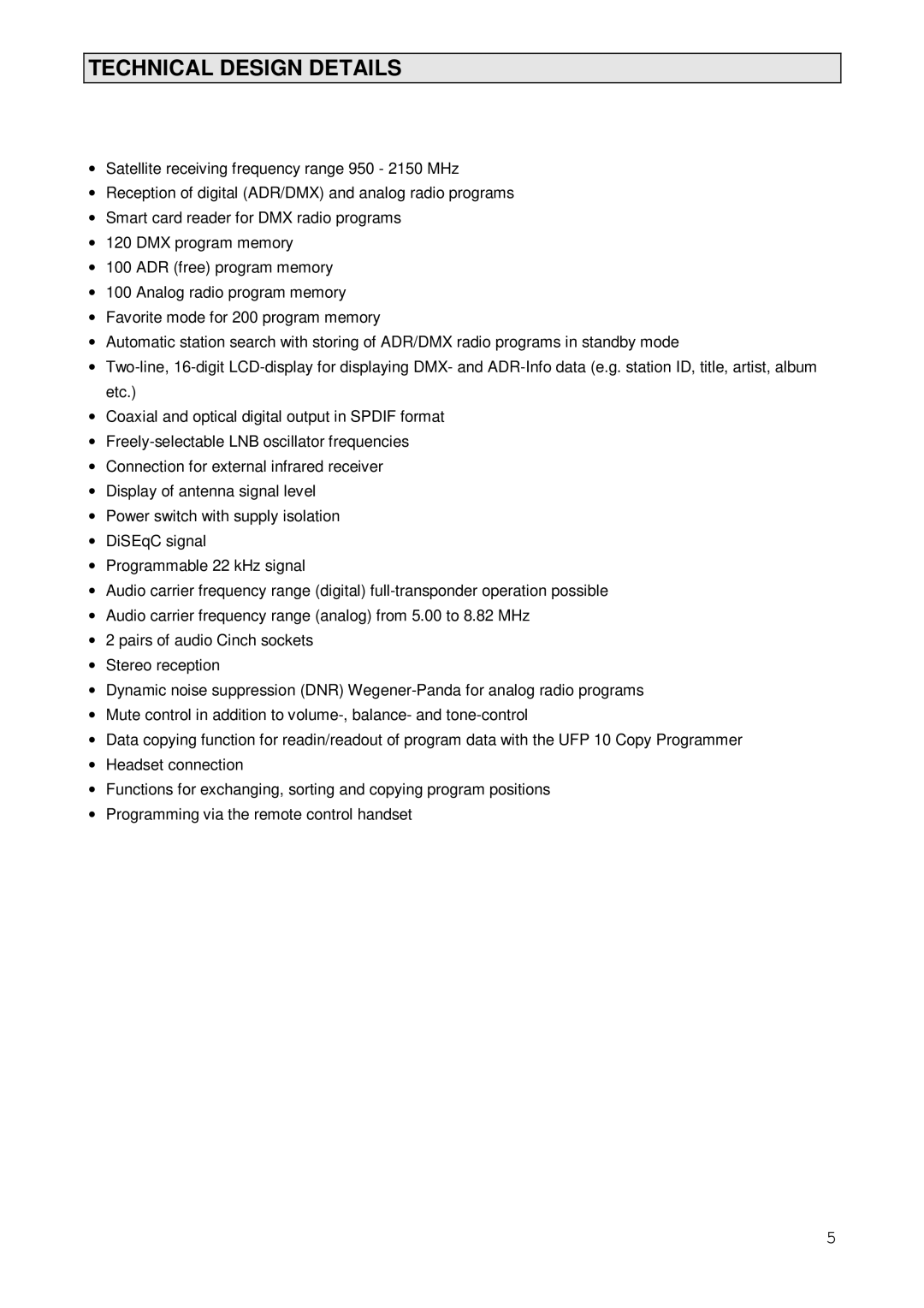 Kathrein 260376, UFD 231 operating instructions Technical Design Details 