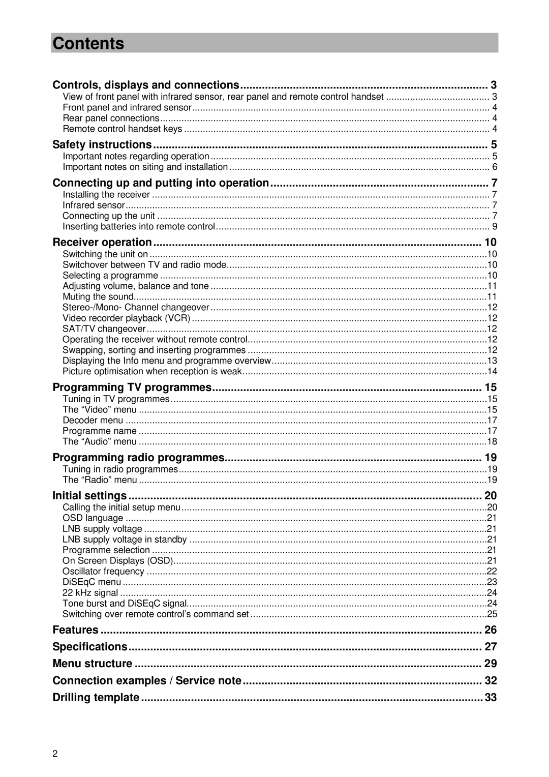 Kathrein UFD 345 manual Contents 