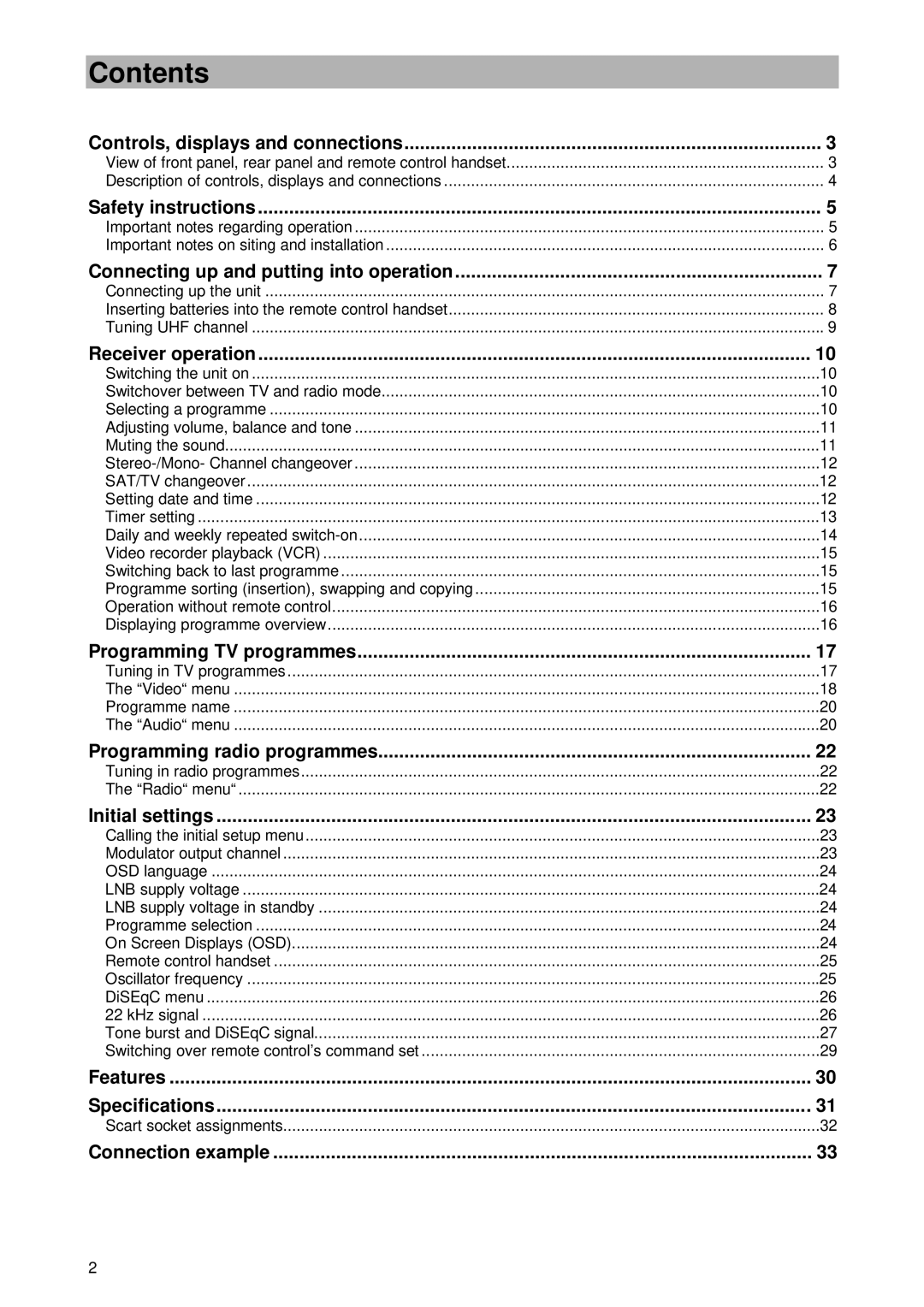 Kathrein UFD 400 manual Contents 