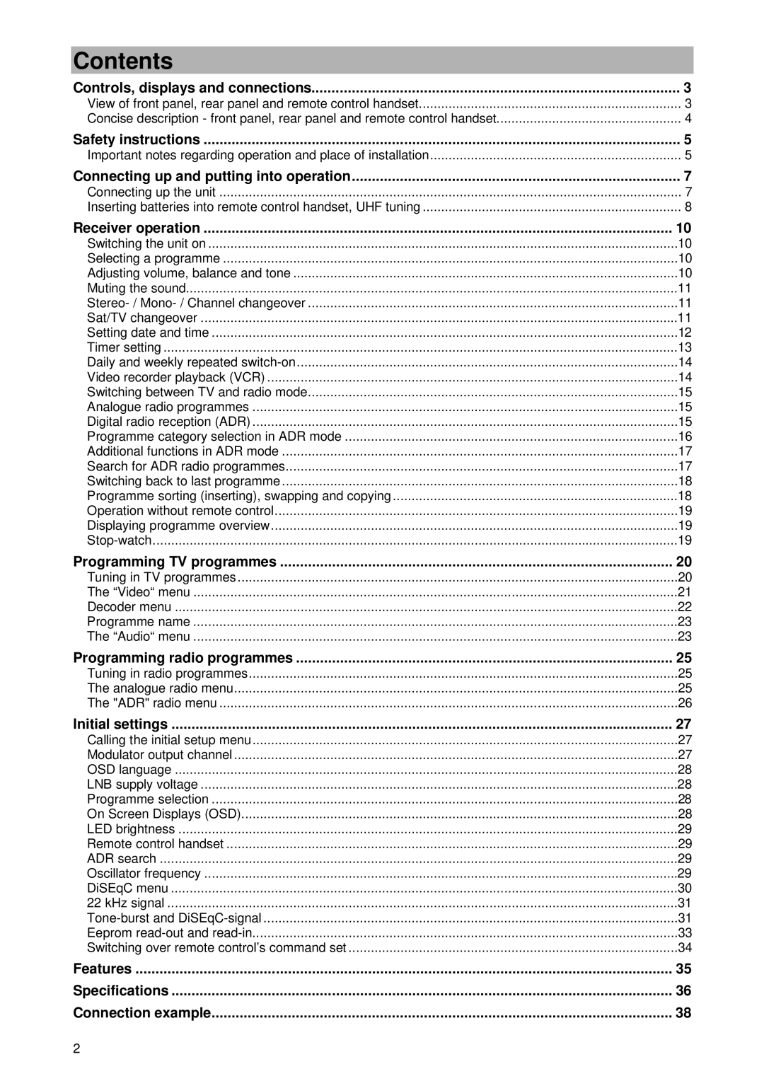 Kathrein UFD 430 manual Contents 