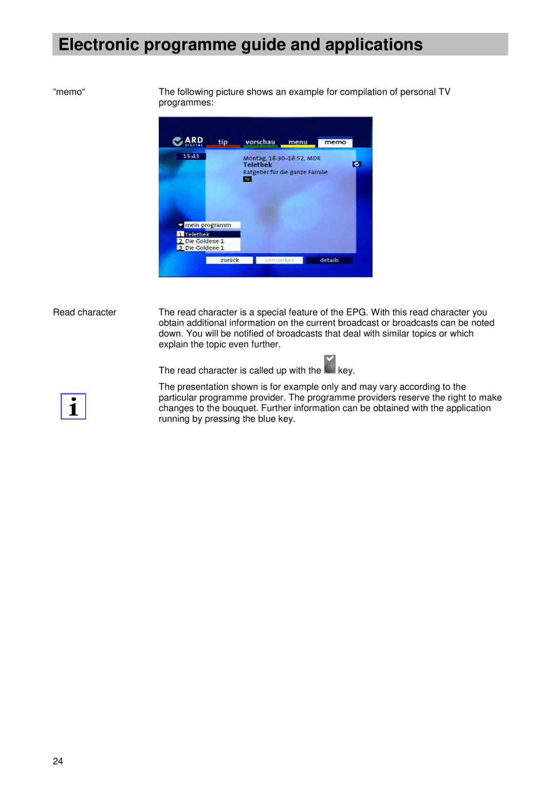 Kathrein UFD 510 manual Electronic programme guide and applications 