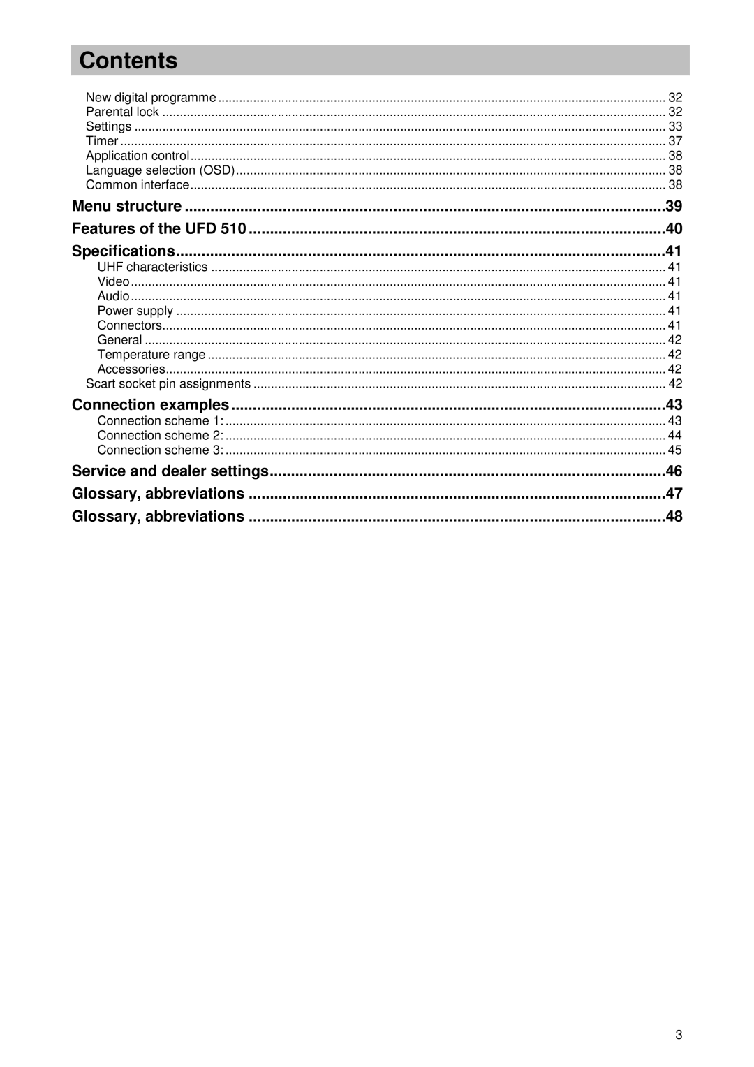 Kathrein UFD 510 manual Contents 