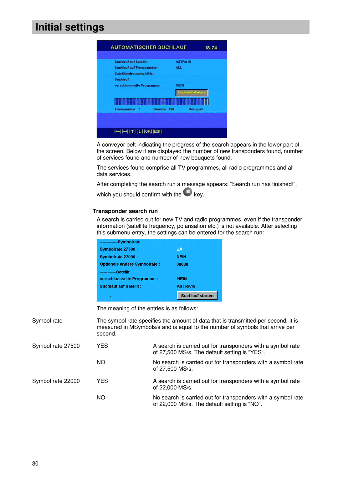 Kathrein UFD 510 manual Transponder search run 