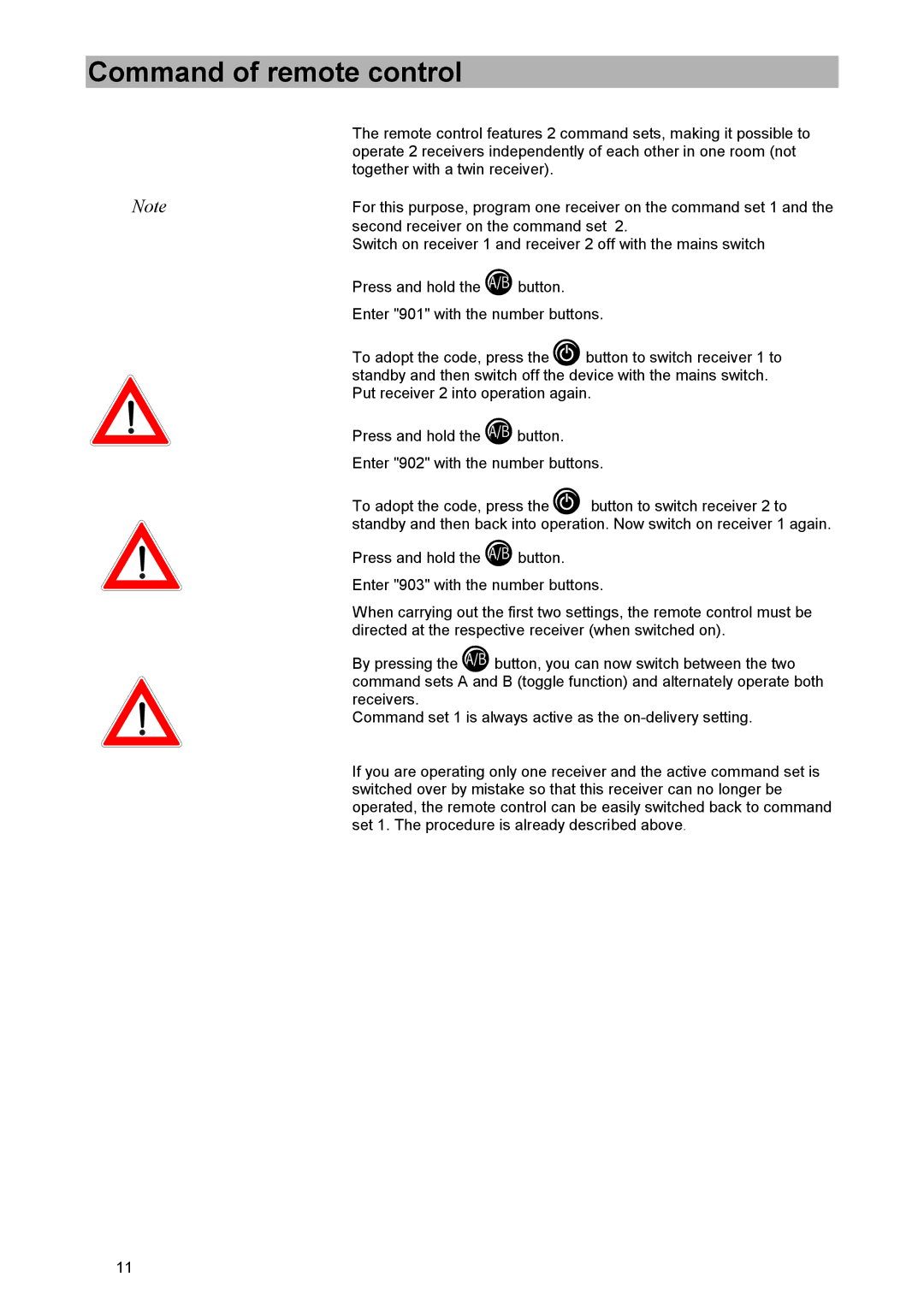 Kathrein UFD 515 manual Command of remote control 